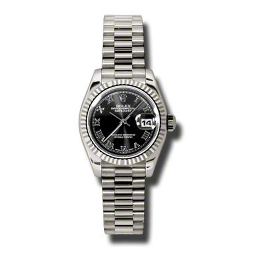 Rolex Lady-Datejust 26 Black Dial 18K White Gold President Automatic Ladies Watch 179179BKRP（Lifetime free warranty+90-days replacement service & Refund!.）