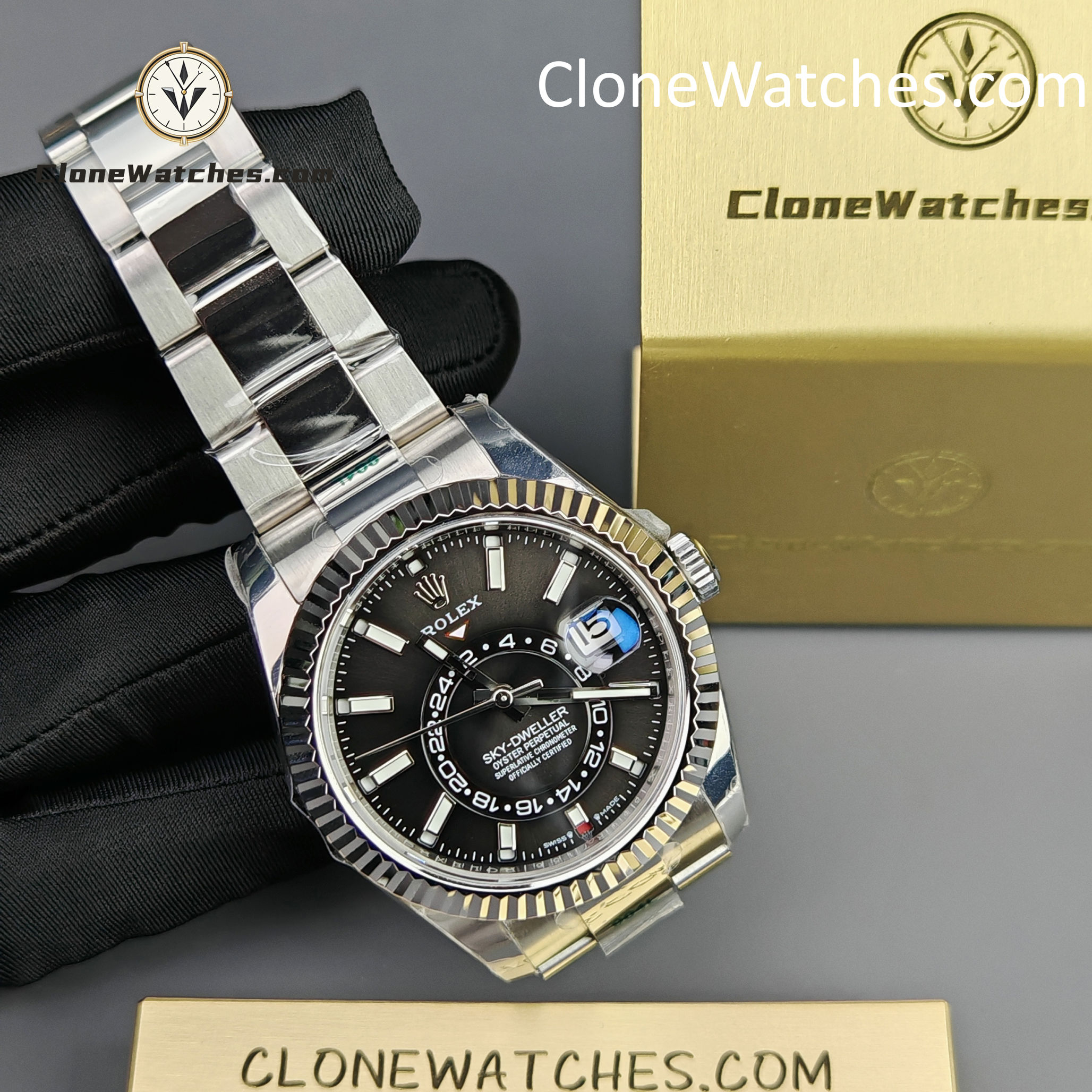 Rolex Super Clone Watches 1:1 Sky Dweller Black Dial Oyster m336934-0007 9002 Movement