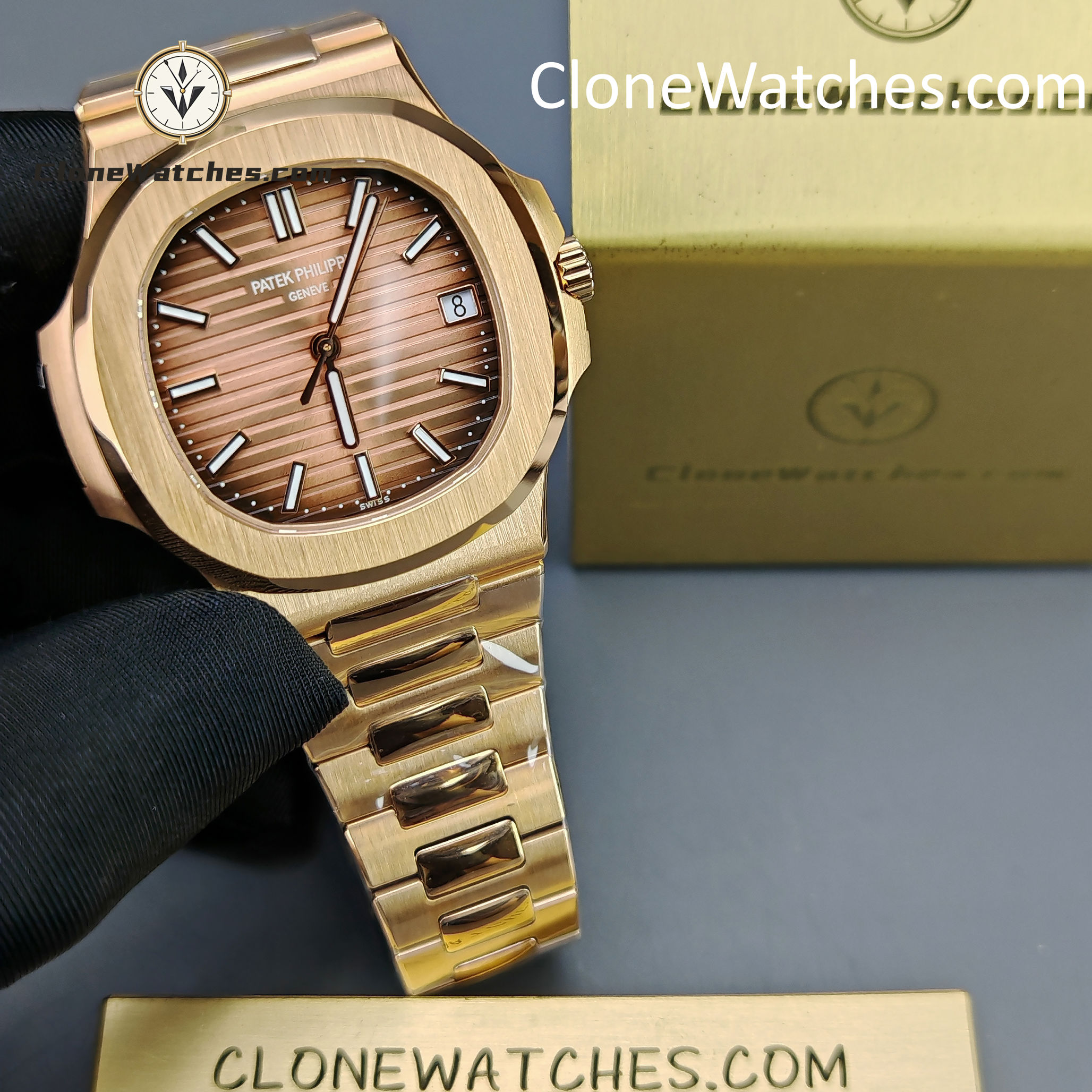 Patek Philippe Super Clone Watches 1:1 Nautilus 5711 Brown Dial 18K Rose Gold