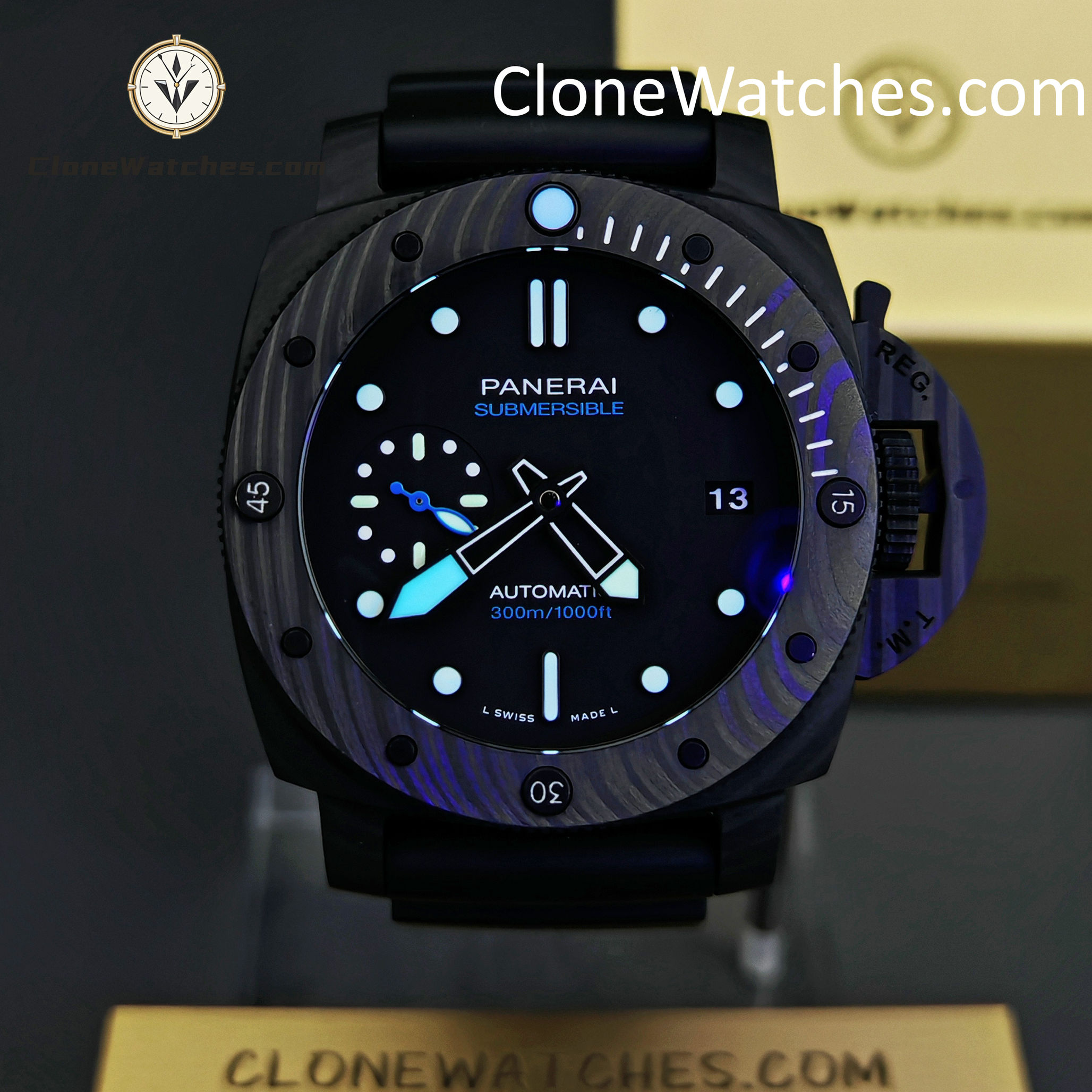 Panerai Super Clone Watches 1:1 Submersible CarbotechTM PAM02231 Black Dial