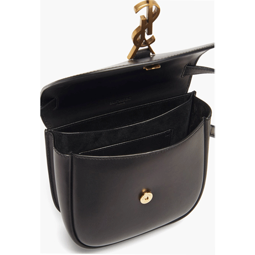 Saint Laurent Kaia Small YSL-Plaque Leather Cross-Body Bag--balck