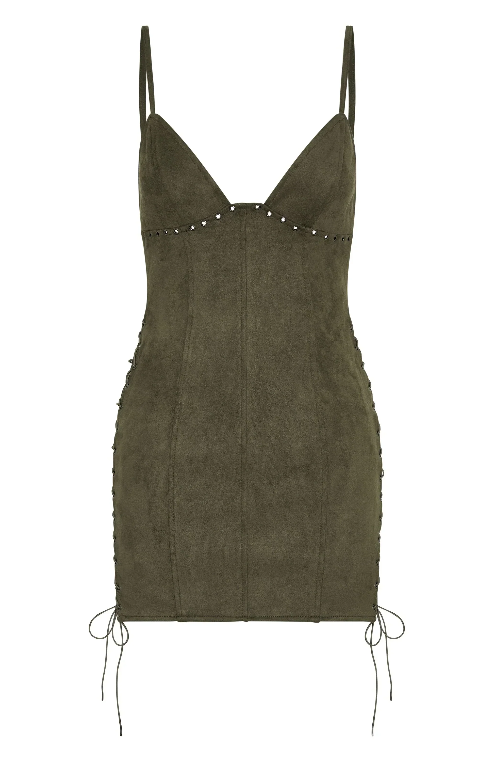 Bratty Faux Suede Mini Dress Cactus