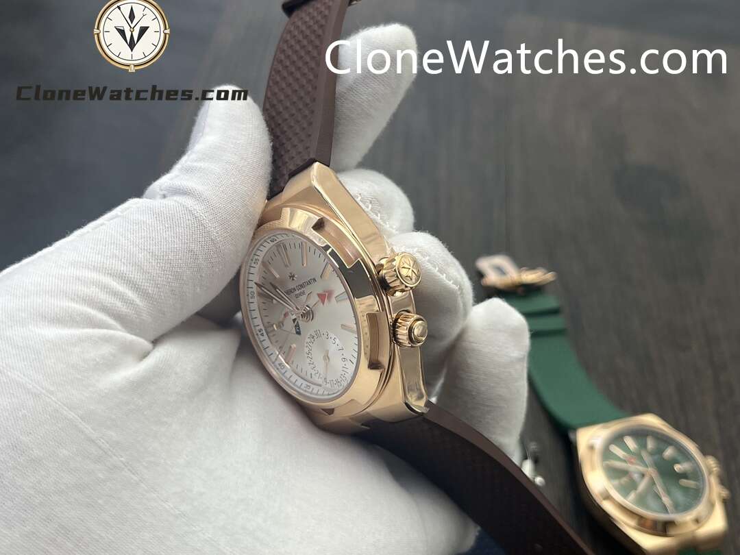 Vacheron Constantin Super Clone Watches 1:1 Overseas Dual Time 7920V/000R-B336 Rose Gold Silver Dial