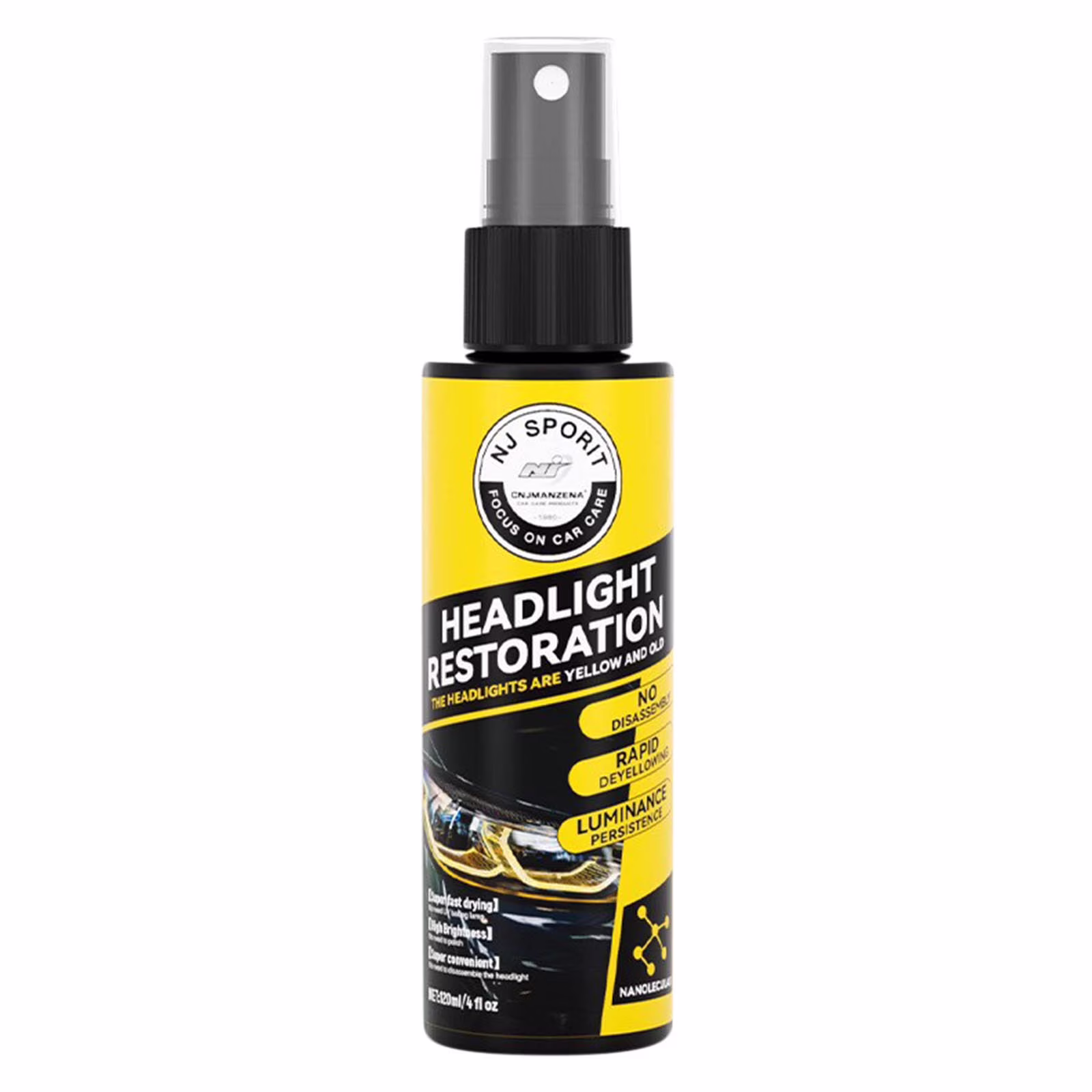 VALSEEL Car Headlight Restoration Spray, Headlight Restorer Liquid Spray, Headlamp Brightener Car Care Repair Kit, UVResistant & Effective Headlight Coating Spray 120ML Cleaning Supplies