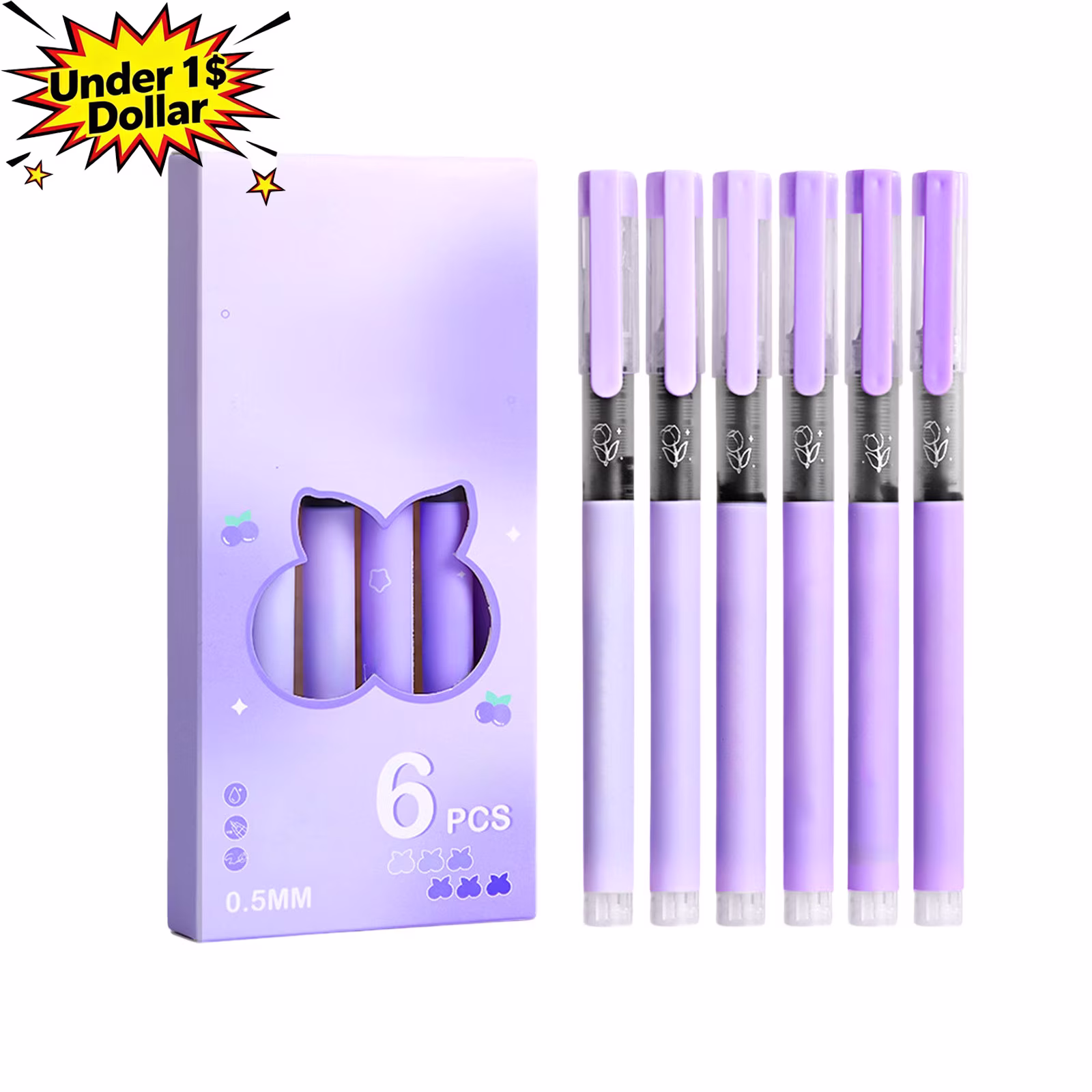 Under 1$ Dollar Straight Liquid Ballpoint Pen Sign Pen, 0.5mm High Capacity Black Ink Water Pen, Fast Drying Exam Writing Pens,Pink