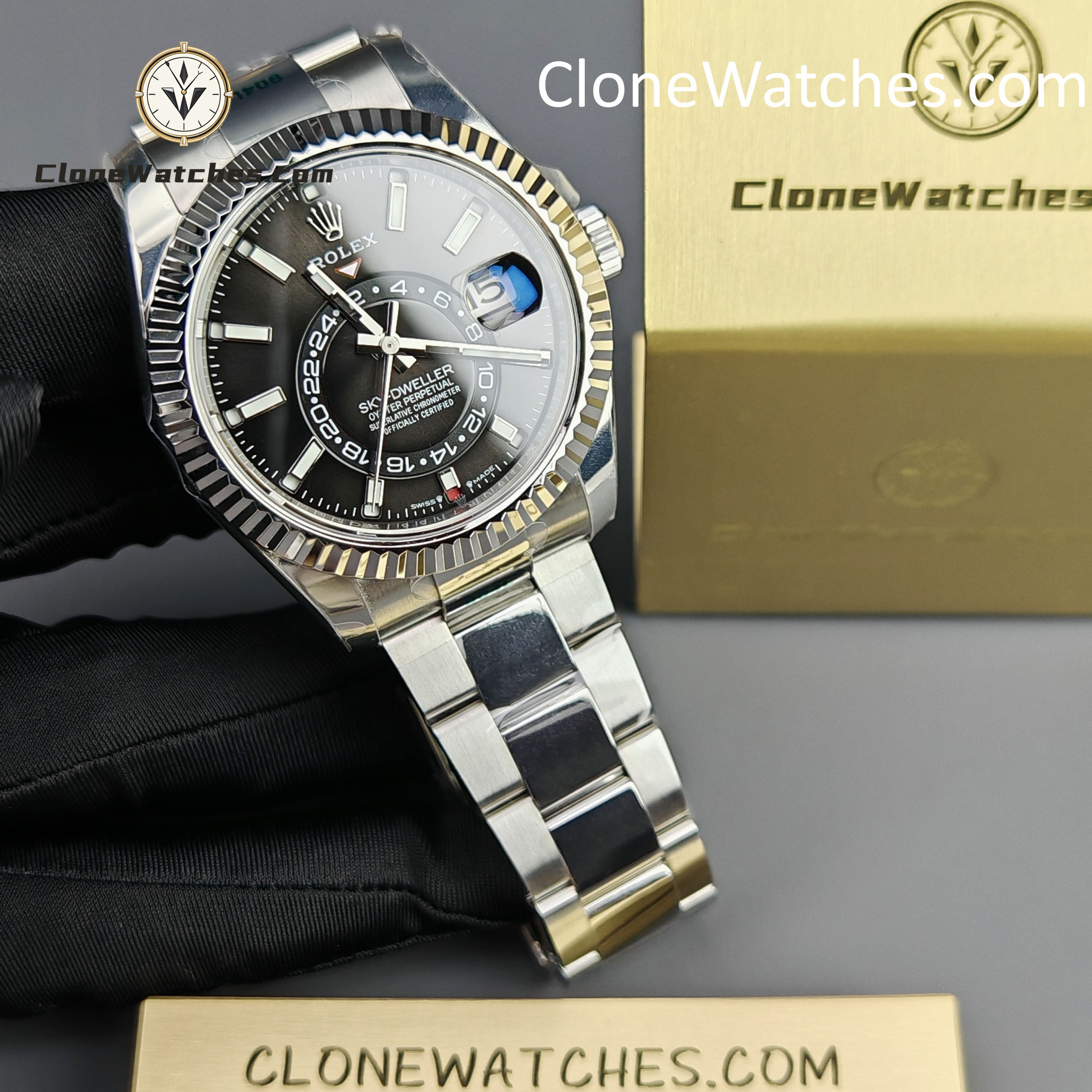Rolex Super Clone Watches 1:1 Sky Dweller Black Dial Oyster m336934-0007 9002 Movement