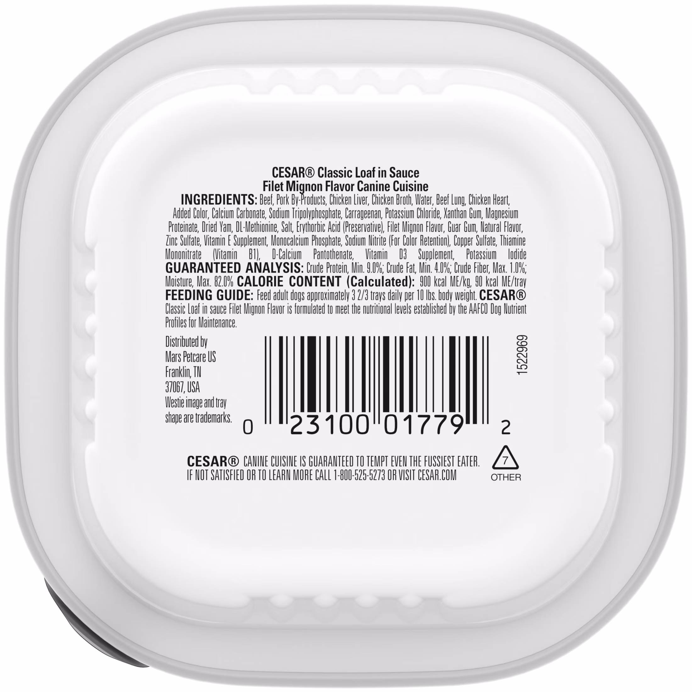 Cesar Classic Loaf in Sauce Wet Dog Food Filet Mignon Flavor, 3.5 oz. Easy Peel Tray, 1 Count