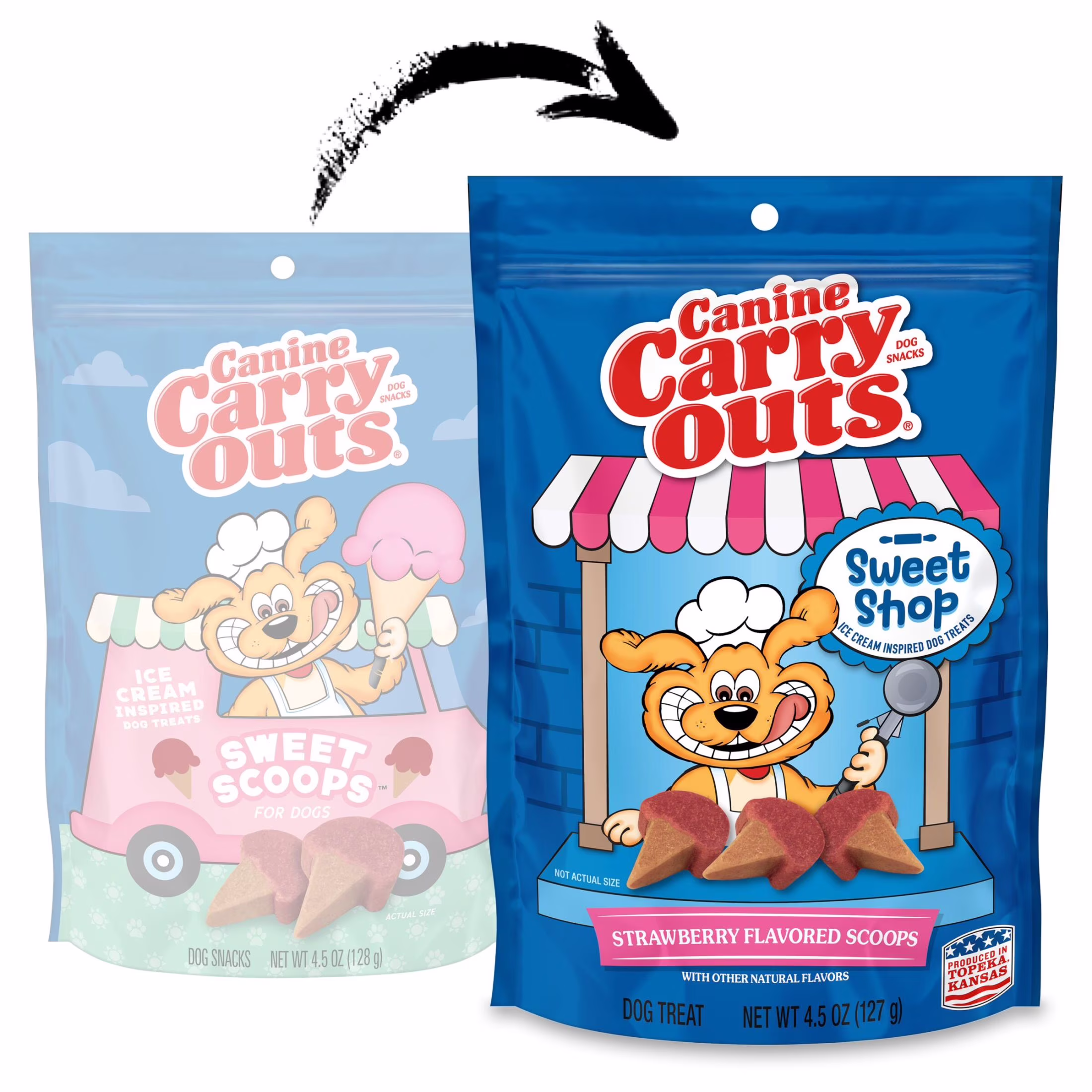 Canine Carry Outs Sweet Shop Strawberry Flavored Scoops with Other Natural Flavors, Chewy Dog Treats, 4.5 oz Bag