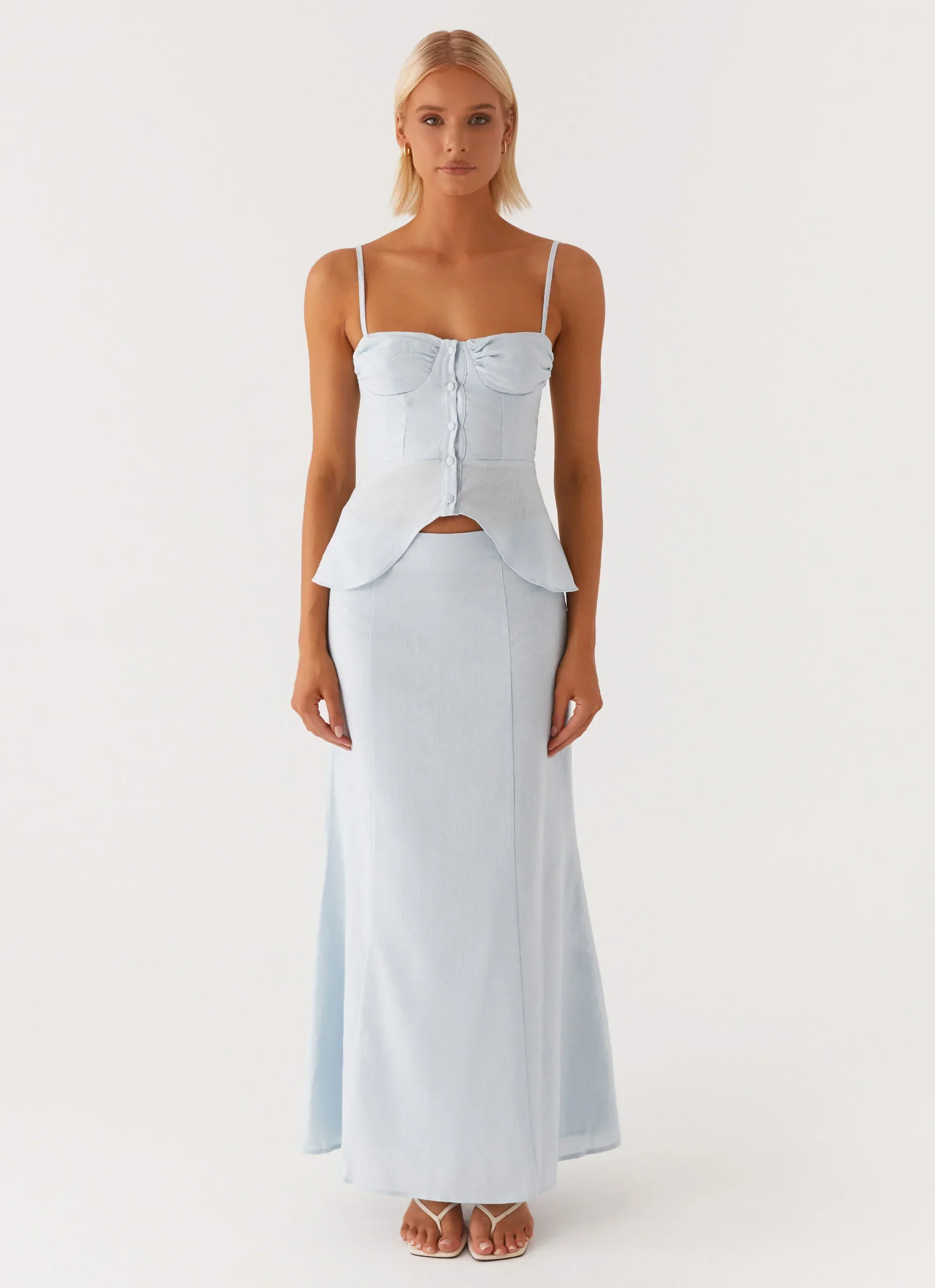 Keep Moving Gathered Bust Top - Blue