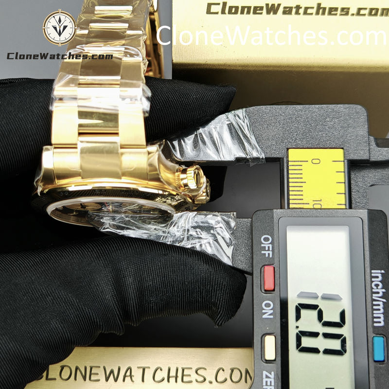 Rolex Super Clone Watches 1:1 Daytona 18K Gold Black Dial M116508-0009 4130 Movement