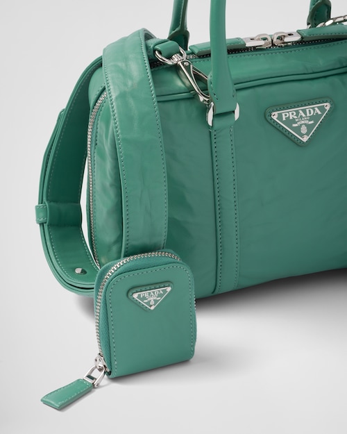 Prada Medium antique nappa leather top handle bag - Sage Green