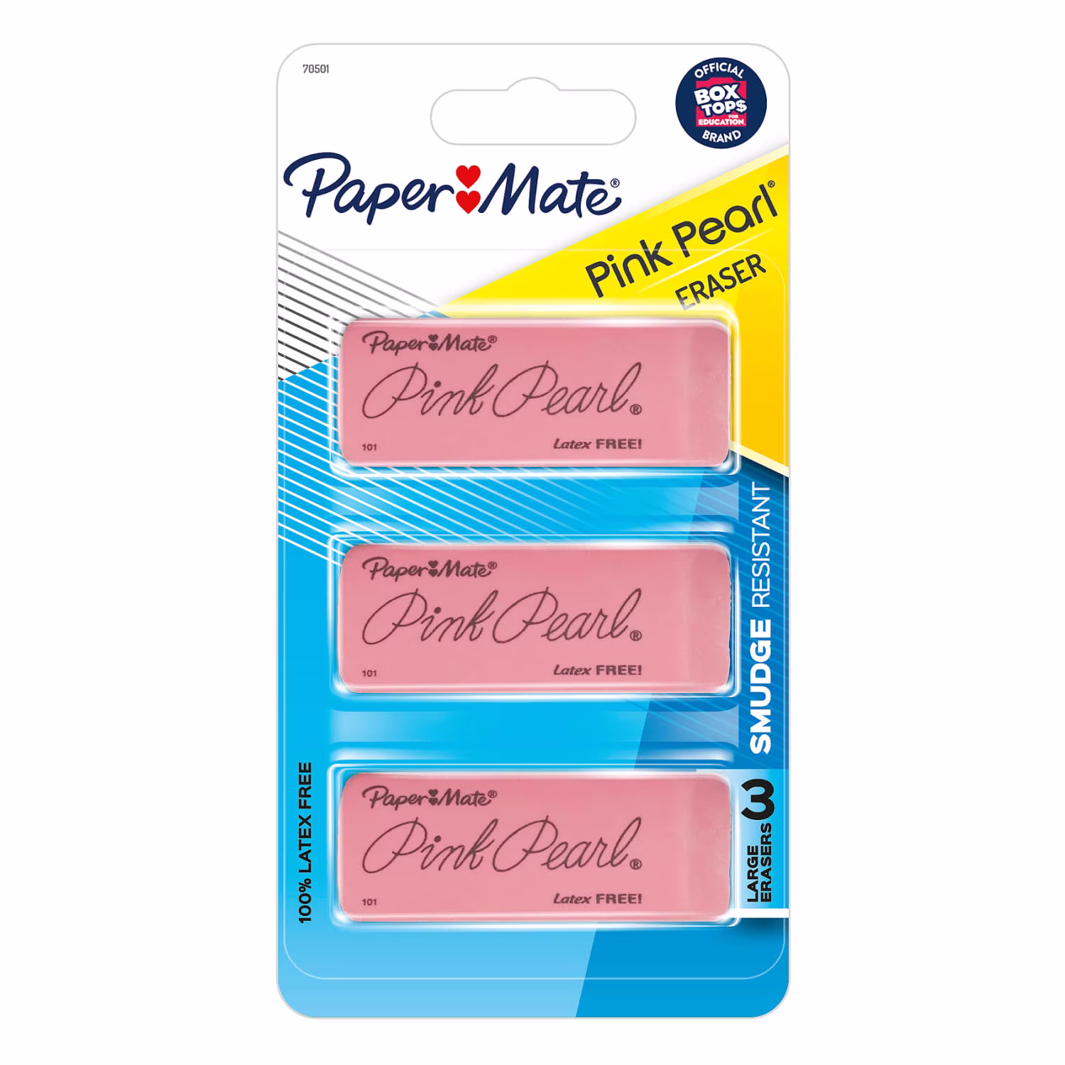 Paper Mate Pink Pearl Erasers, Large, 3 Count
