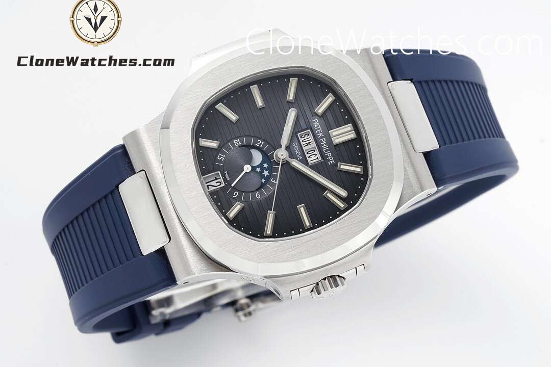 Patek Philippe Super Clone Watches 1:1 Nautilus 5726 Blue Dial Blue Rubber Strap