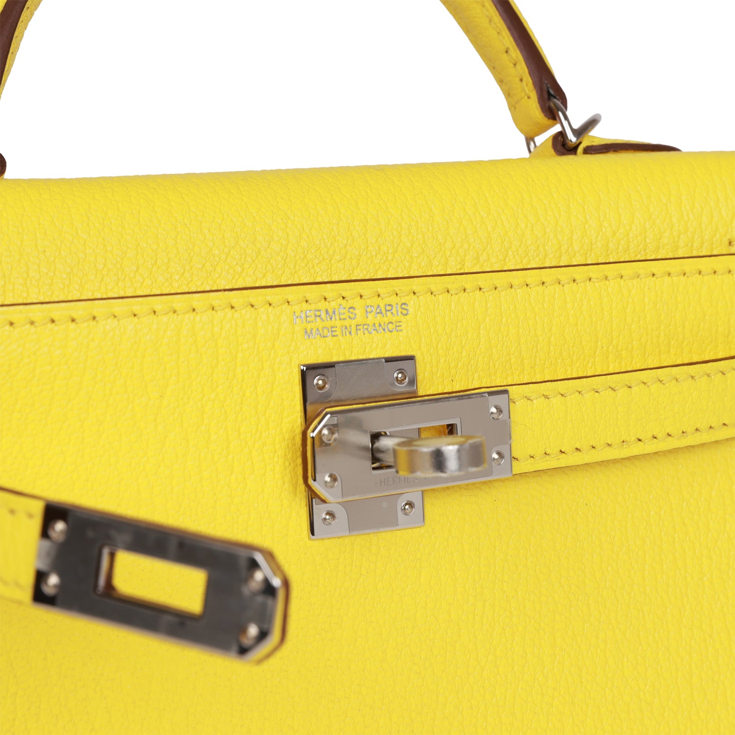 Hermes Kelly Sellier 20 Jaune Citron Chvre Palladium Hardware