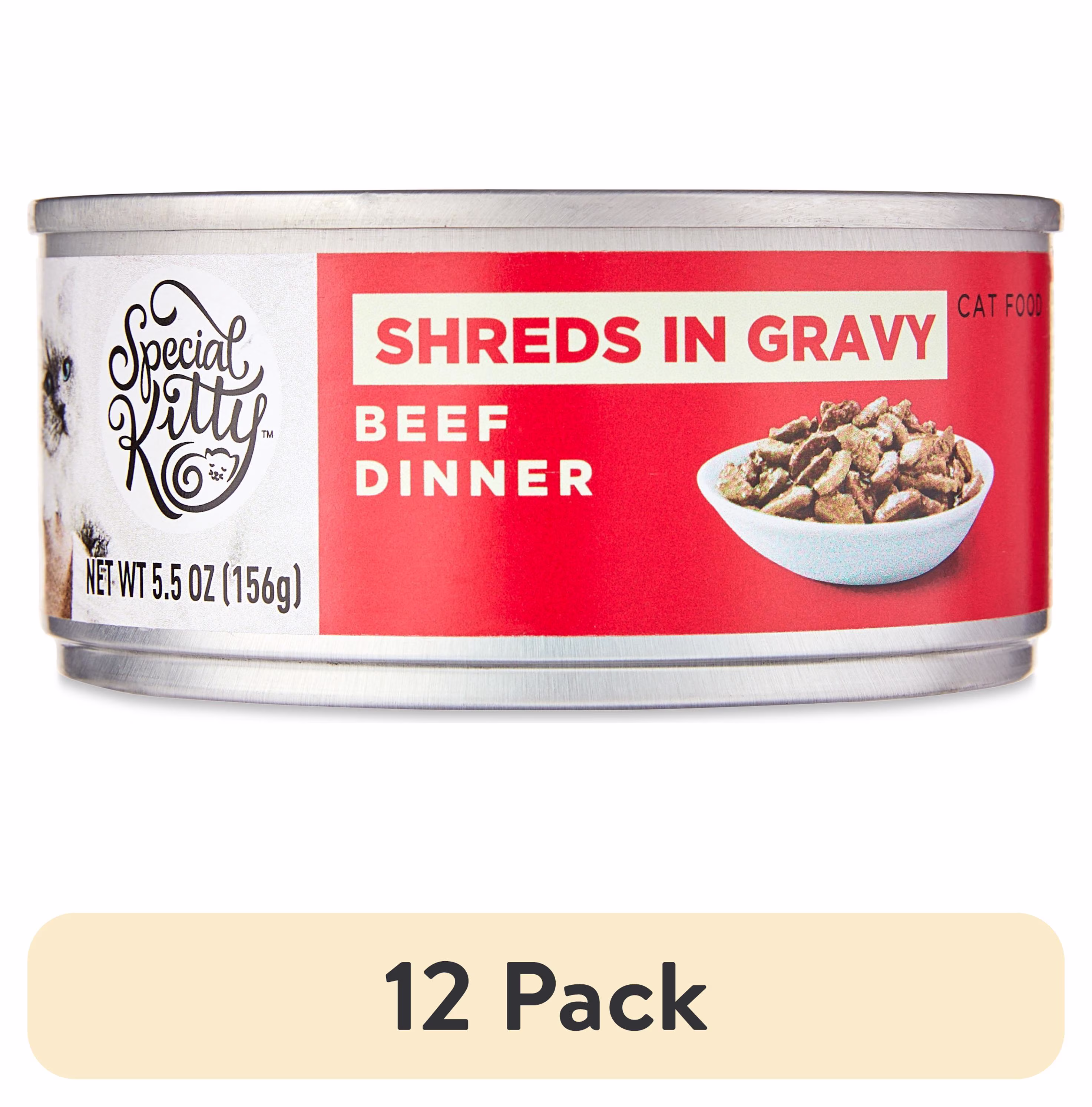 Special Kitty Beef Dinner Shreds in Gravy Wet Cat Food, 5.5 oz Can
