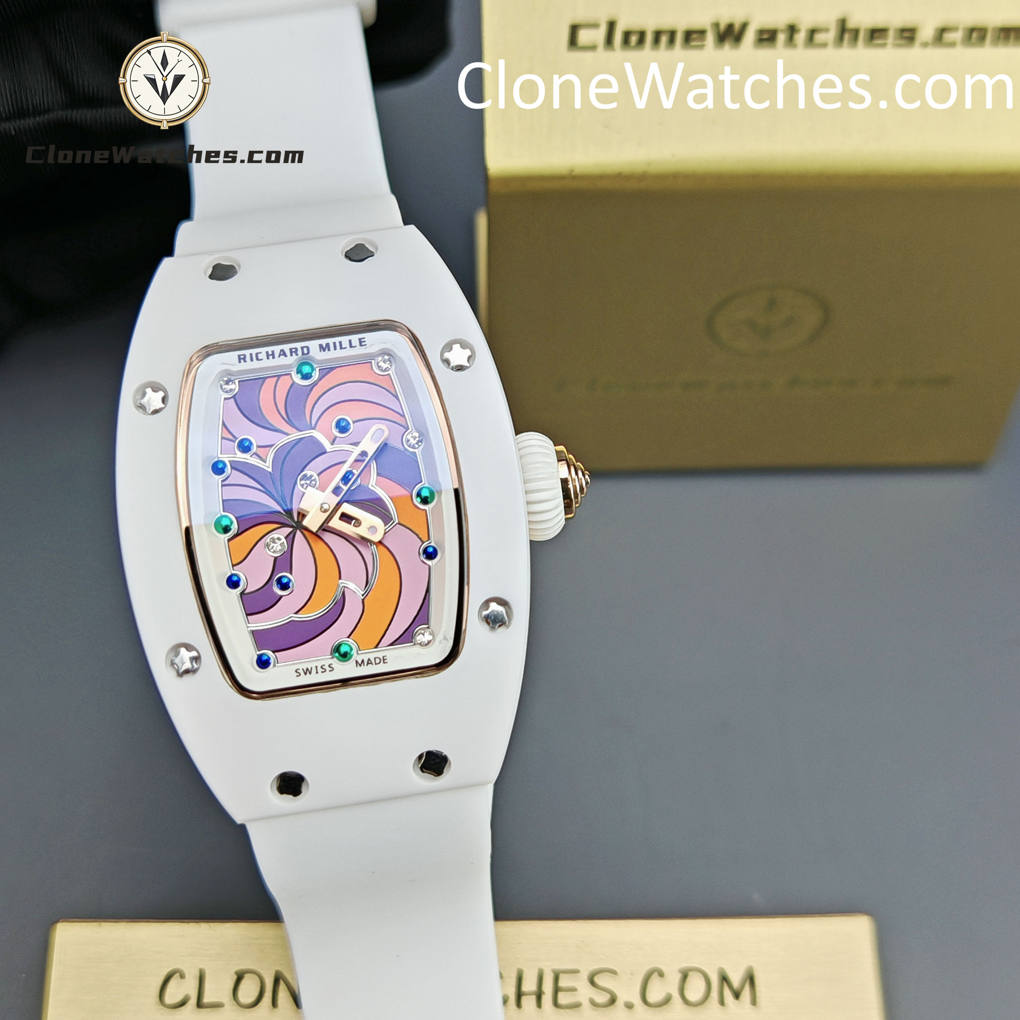 Richard Mille Super Clone Watches 1:1 RM 07 – 01 White Ceramic Marshmallow Dial White Strap