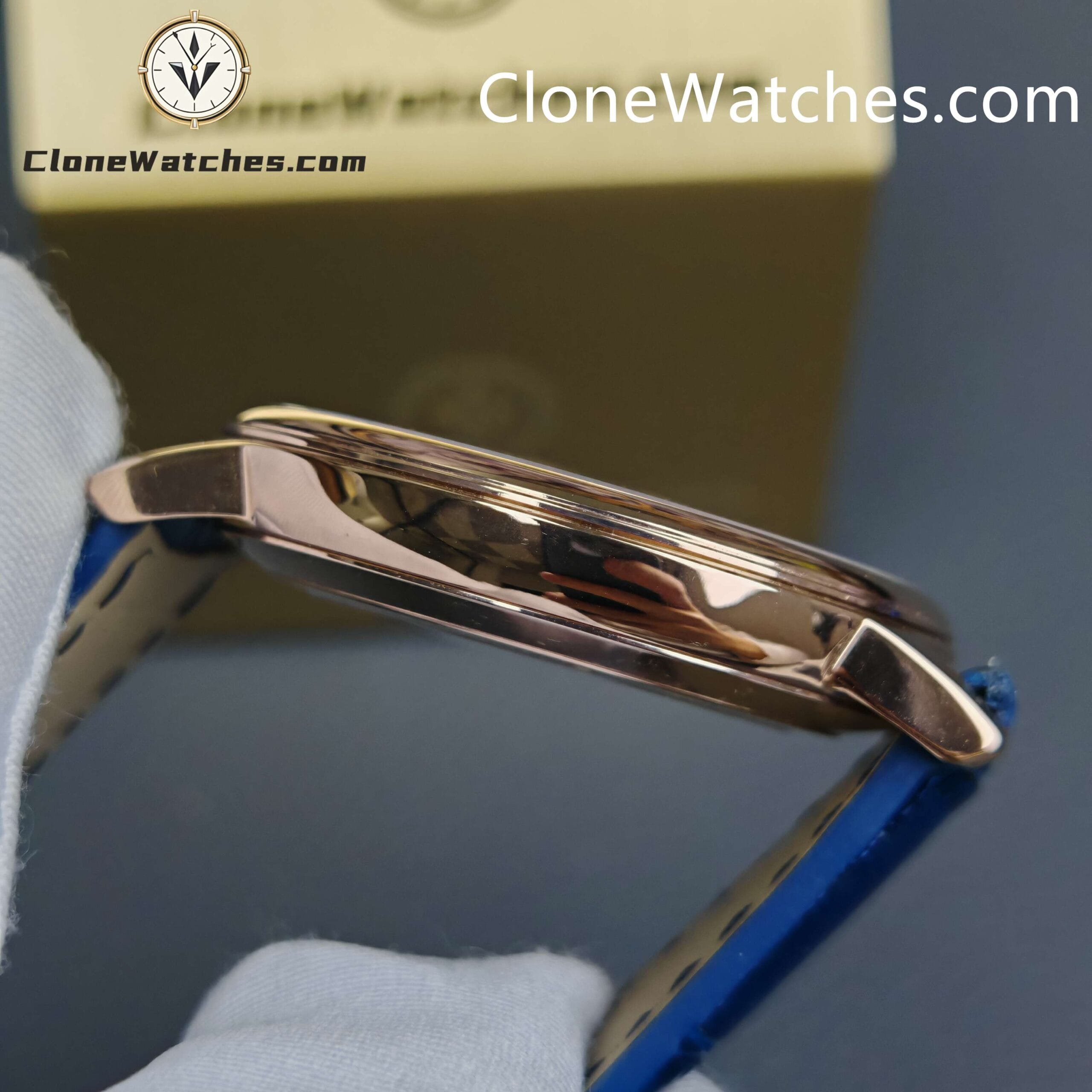 Vacheron Constantin Super Clone Watches 1:1 Patrimony Rose Gold 85180/000R-B515 Blue Dial