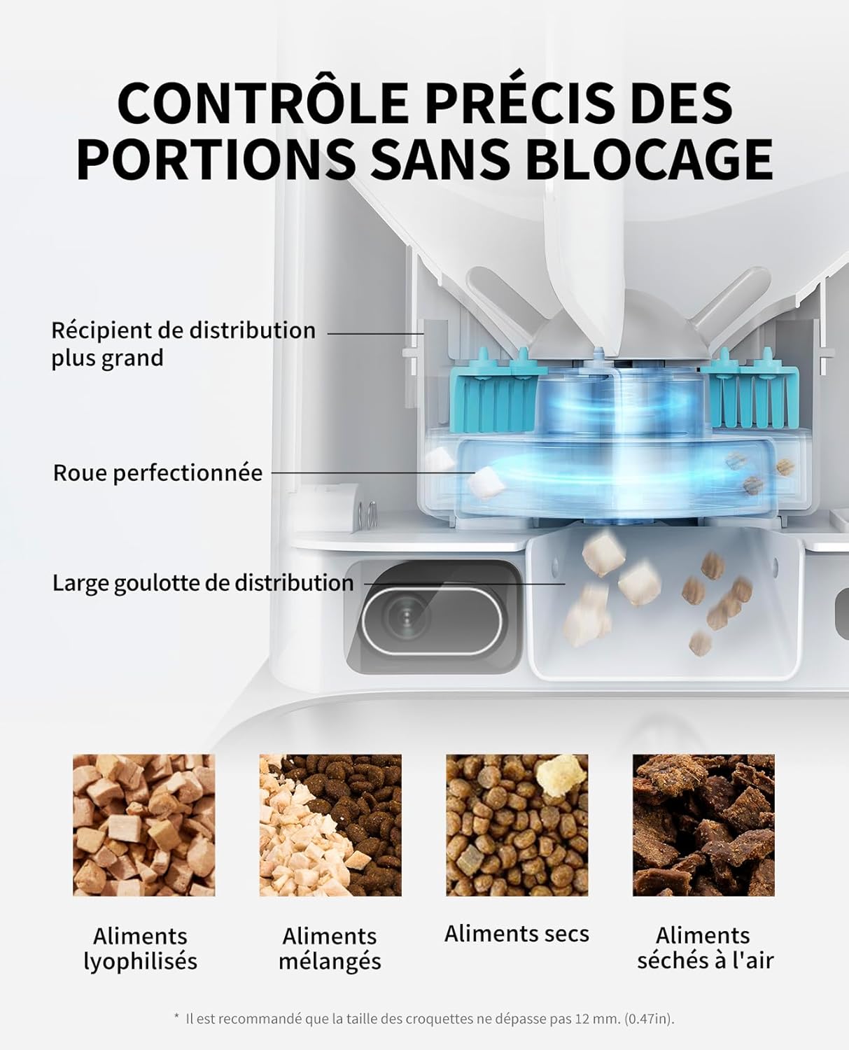 Distributeur croquettes chat caméra 1080P double trémie 5 L contrôle appli