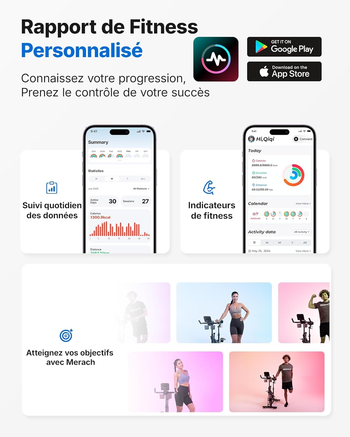 Vélo appartement intérieur silencieux résistance réglable écran LCD siège confortable app capacité 136kg