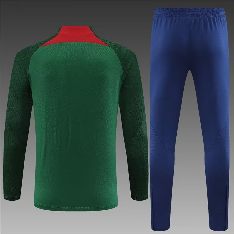 2023/24 Player Version Portugal Half-La Training Wear Green Football Shirt Set
