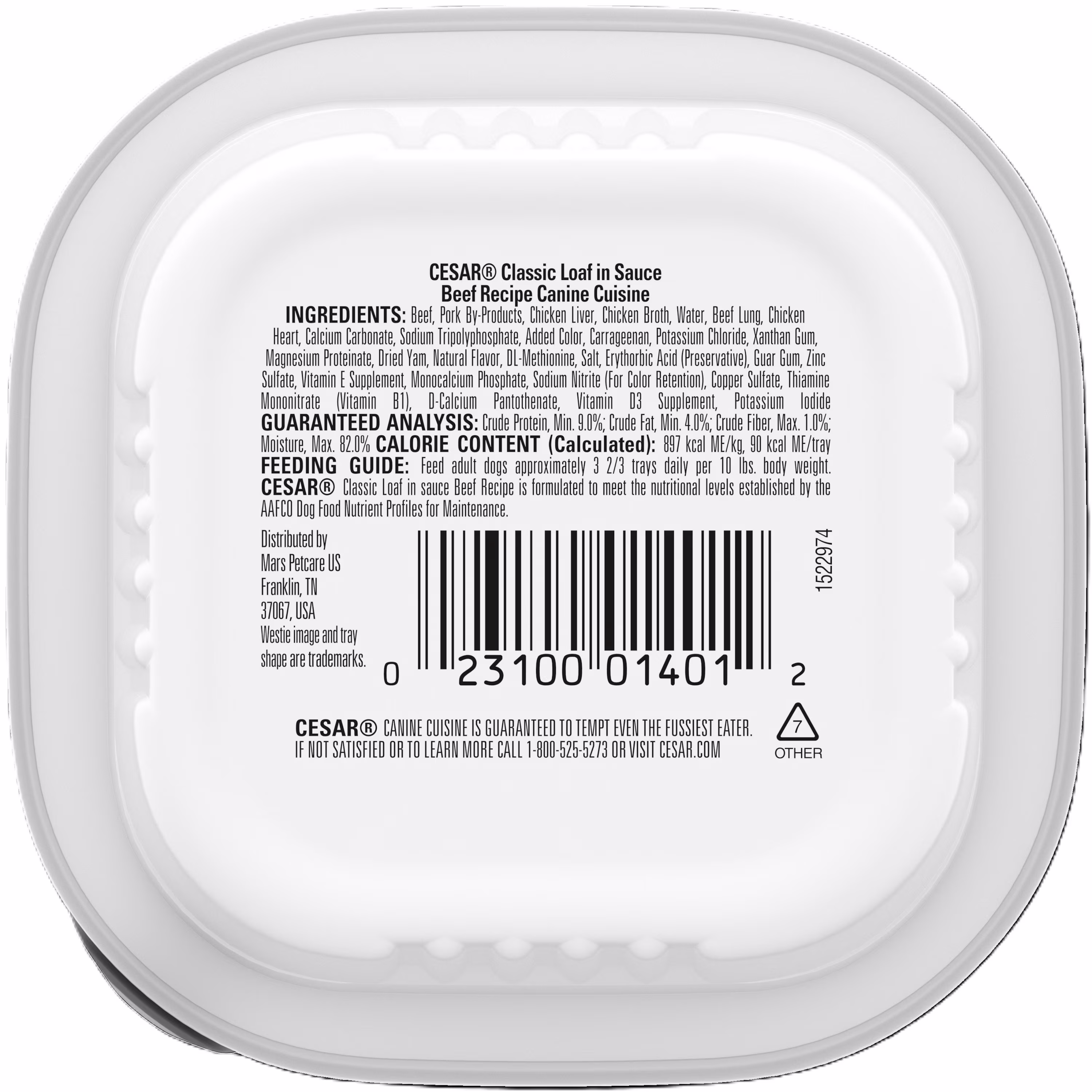 Cesar Classic Loaf In Sauce Beef Recipe Adult Wet Dog Food, 3.5 Oz Easy Peel Tray