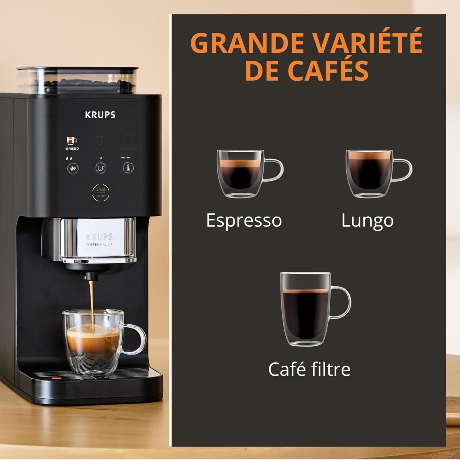 Machine café grains Coffee Crush Extra compacte nettoyage facile noir