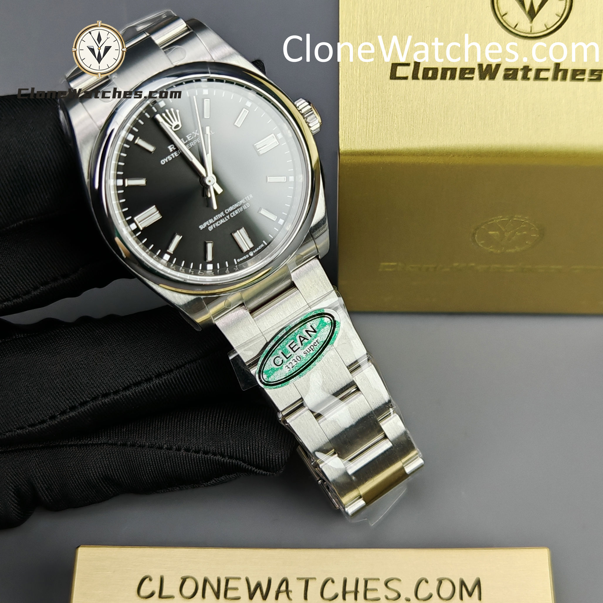 Rolex Super Clone Watches 1:1 Oyster Perpetual Black Dial 36mm M126000-0002 3230 Movement
