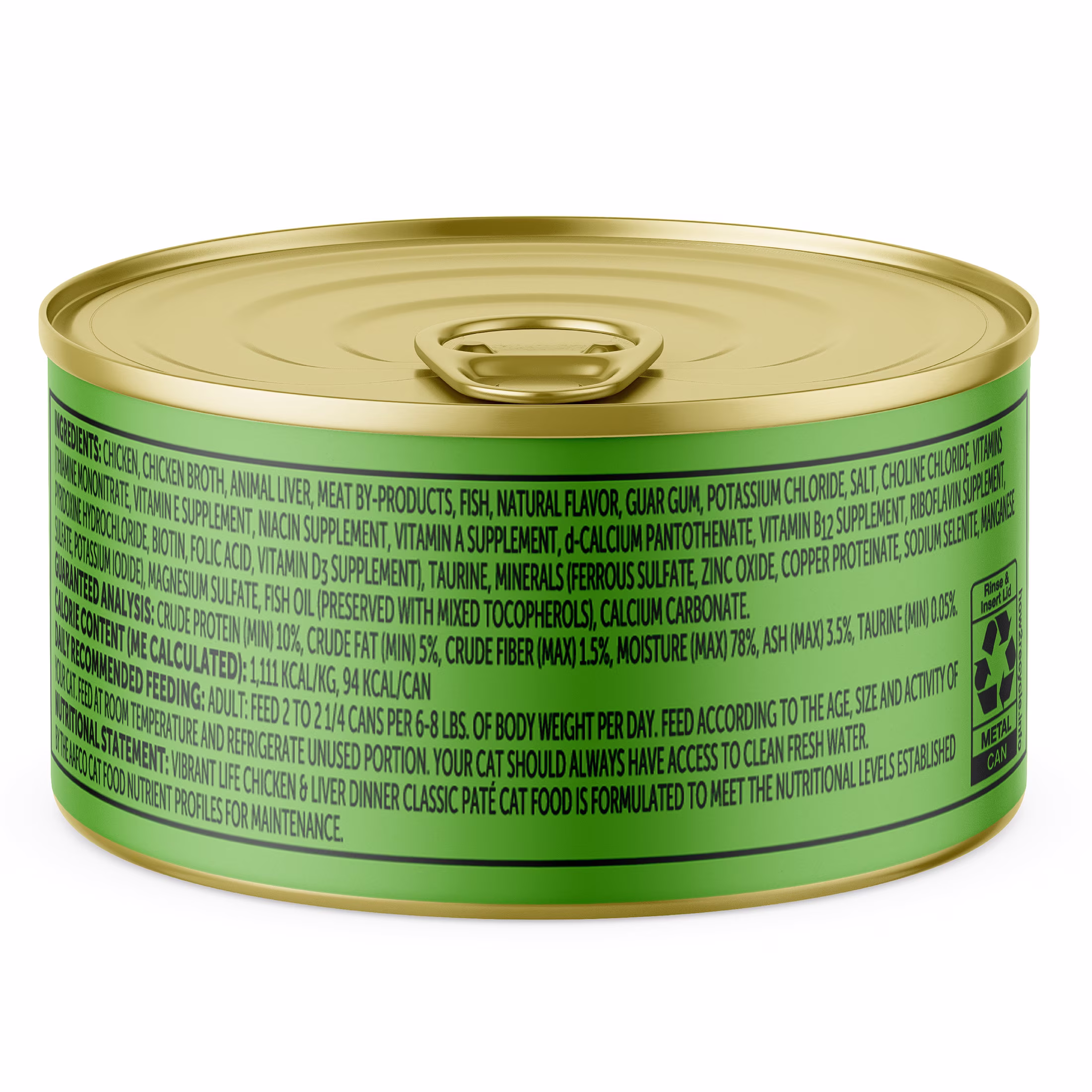 Vibrant Life Chicken & Liver Dinner Classic Pate Wet Cat Food, Grain-Free, 3 oz Can