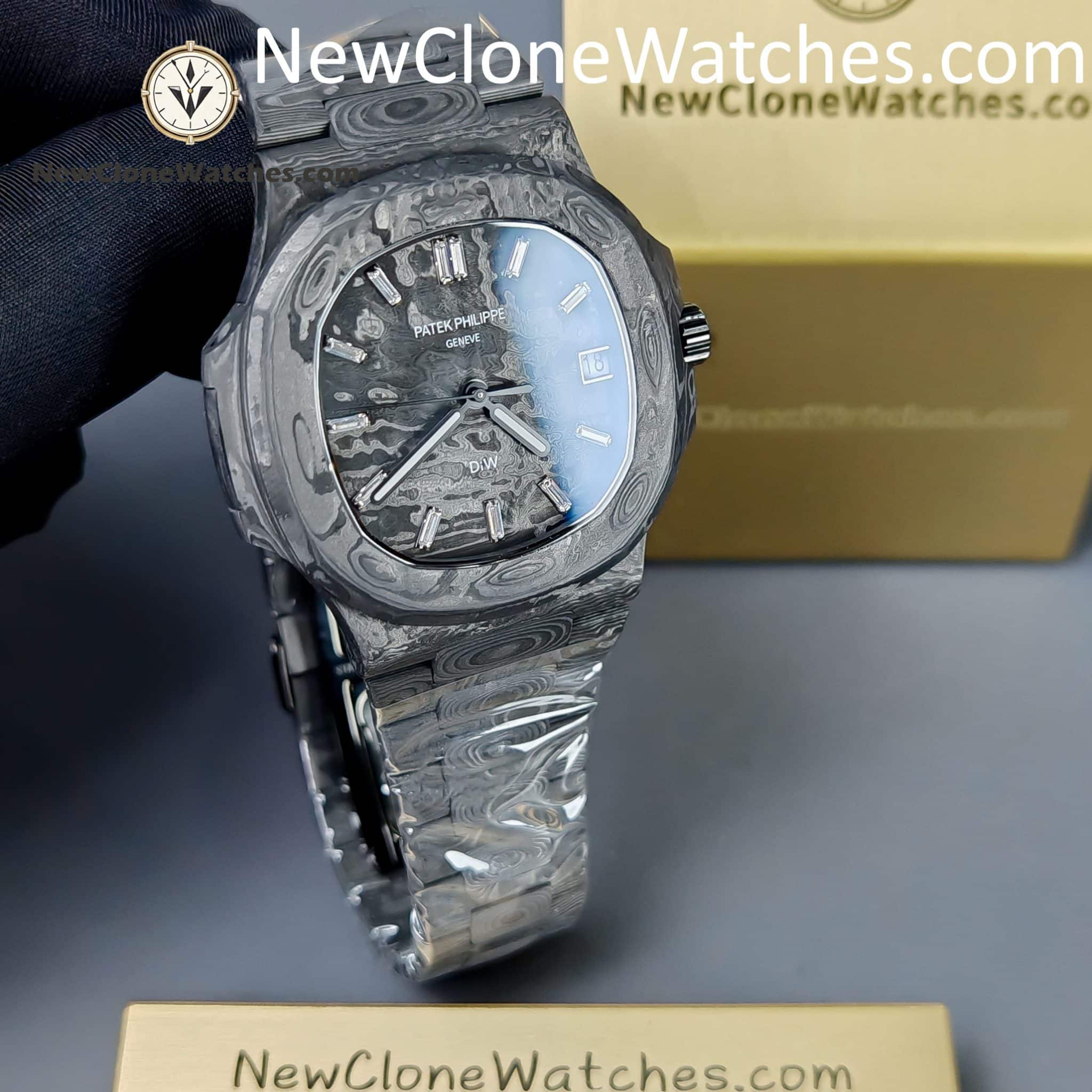 Modified Super Clone Watches 1:1 DiW Patek Philippe Nautilus 5711 Carbon Dial On Carbon Bracelet