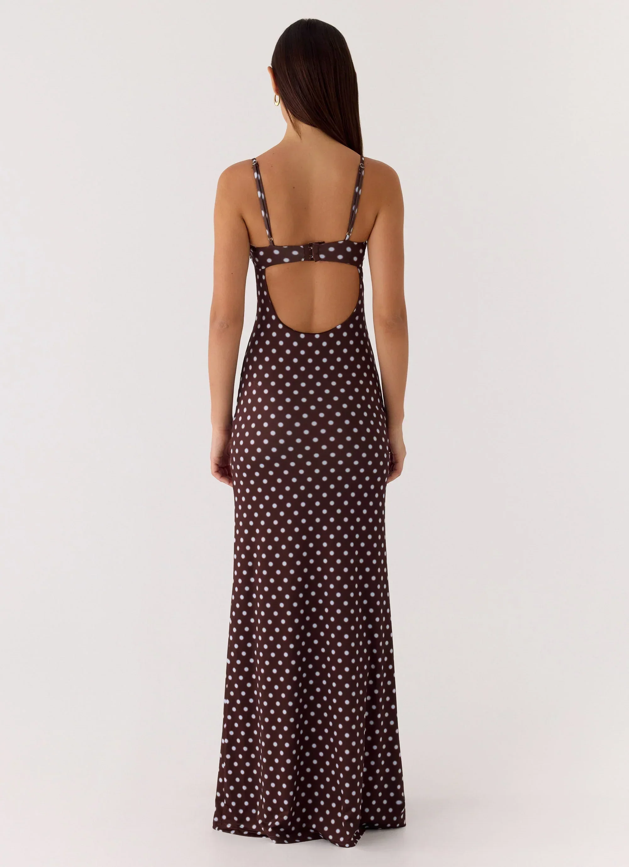 Vamonos Maxi Dress - Chocolate Blue Dot