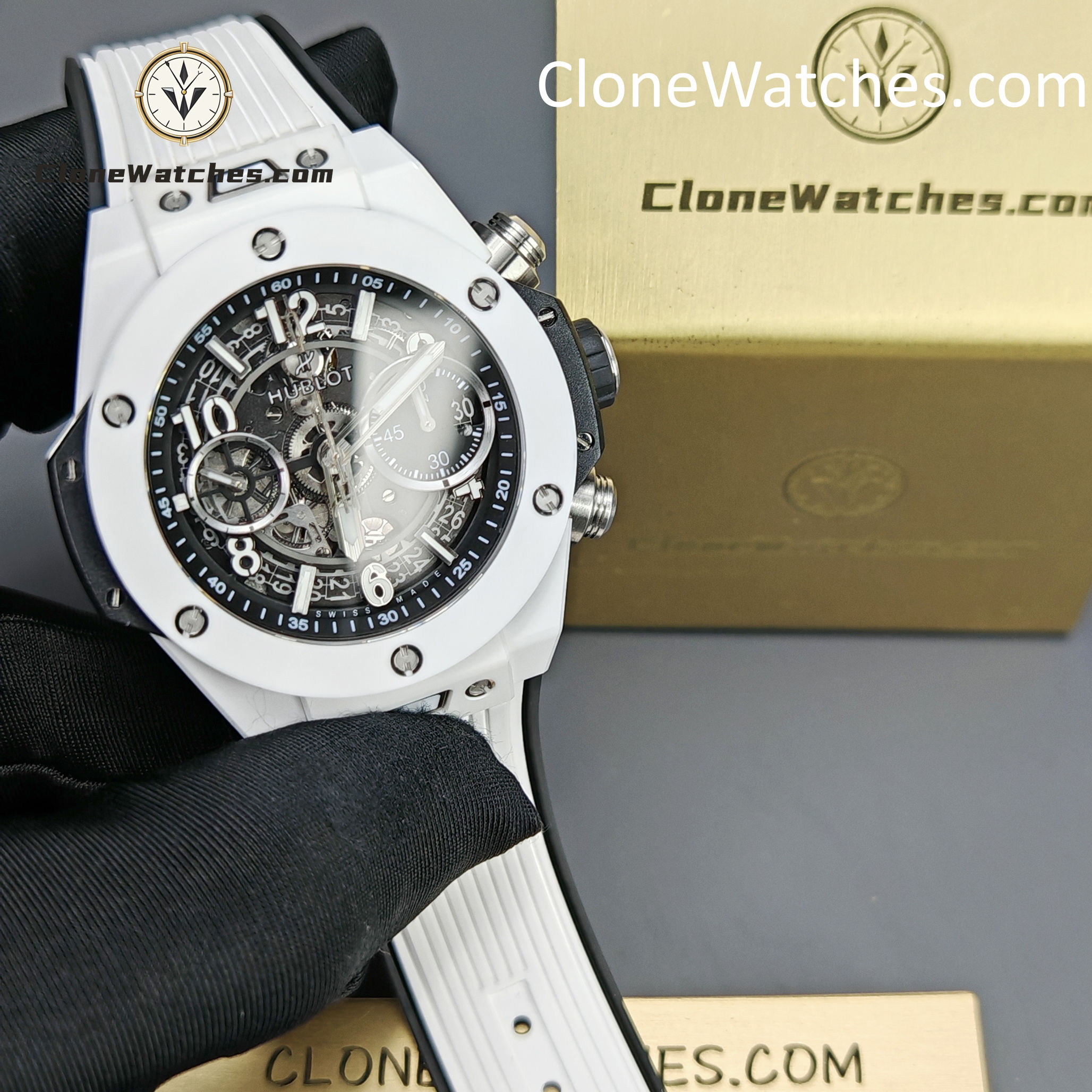 Hublot Super Clone Watches 1:1 Big Bang Unico White Ceramic 42MM 441.HX.1171.RX