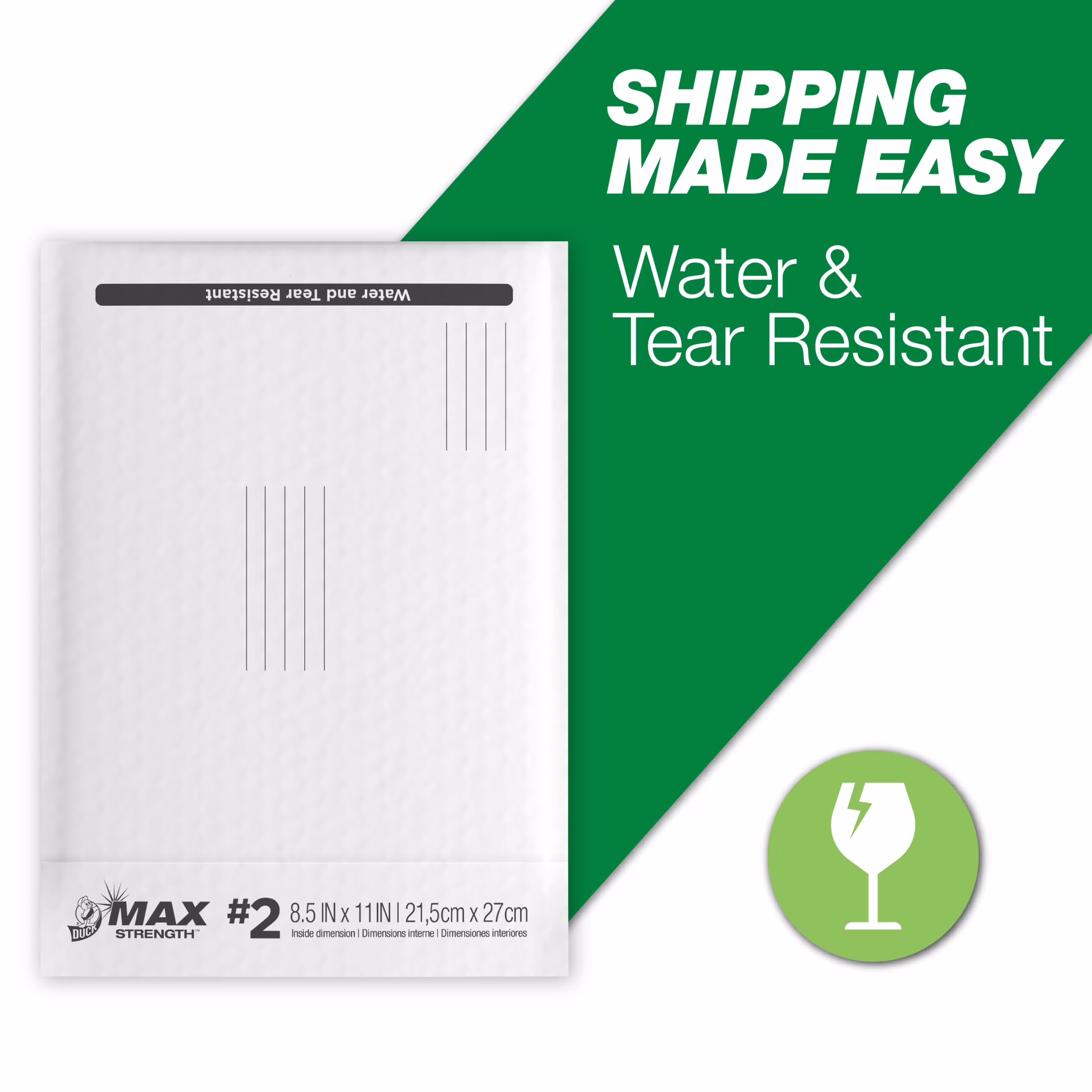 Duck Max Strength Self-Sealing Poly Bubble Mailer #2, 8.5