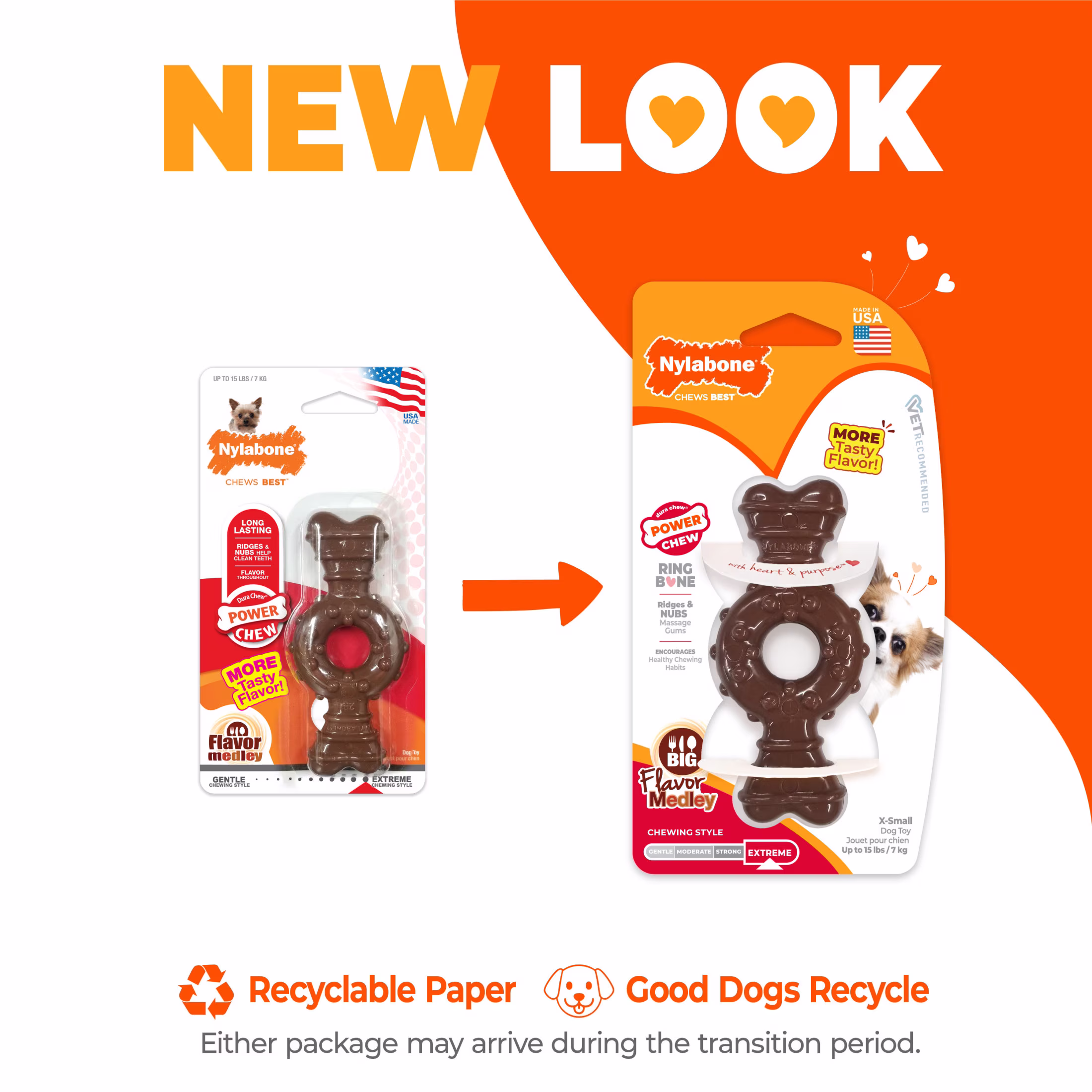 Nylabone Power Chew Ring Bone Dog Toy, Dog Chew Toy, Flavor Medley Flavor, X-Small, 1 Count