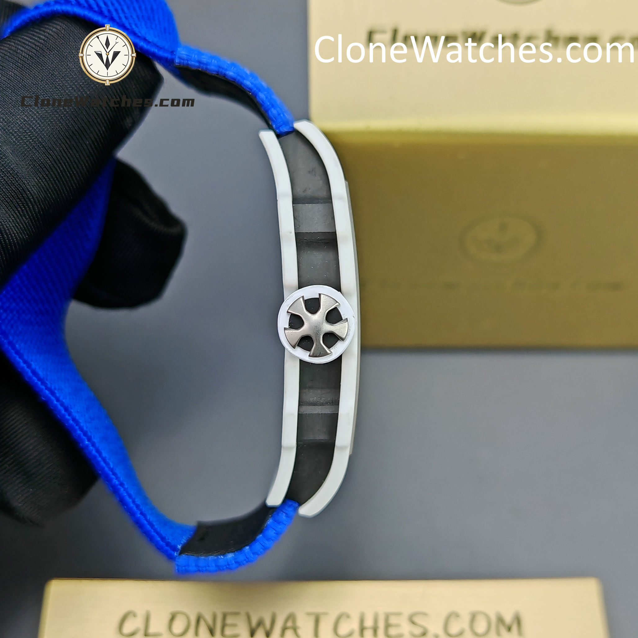 Richard Mille Super Clone Watches 1:1 RM 67 – 02 White Carbon Tourbillon Blue Strap