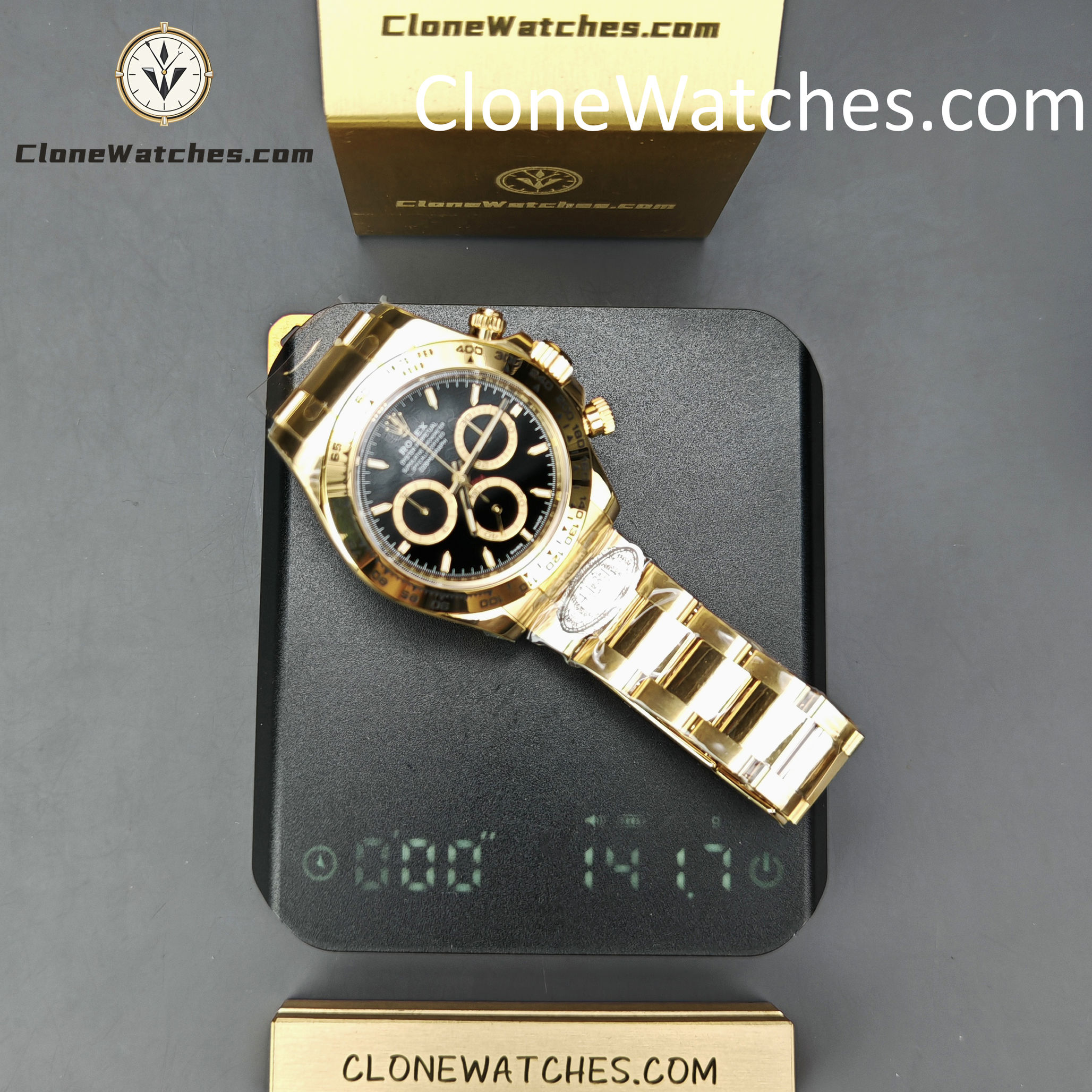 Rolex Super Clone Watches 1:1 Daytona 18K Gold Black Dial M126508-0004 4131 Movement