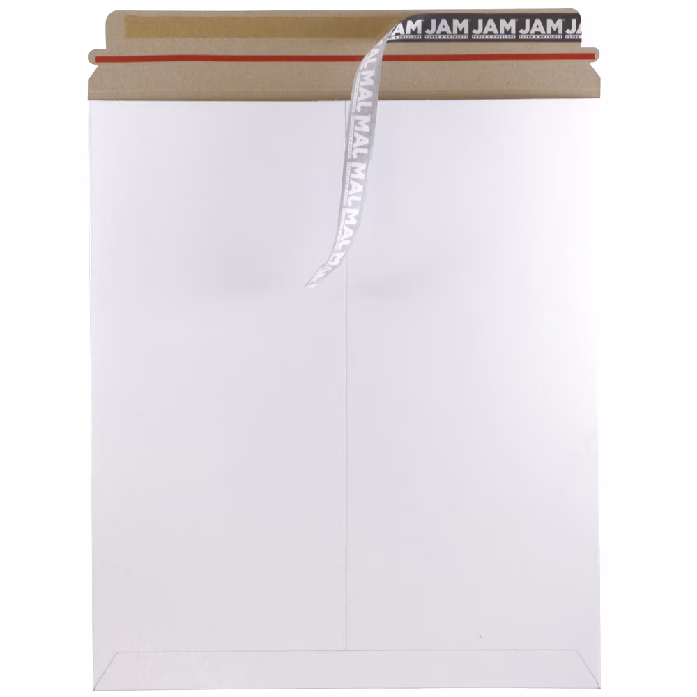 JAM Paper Stay Flat Photo Mailer Envelopes with Peel & Seal Closure, 12 3/4 x 15, White, Sold Individually