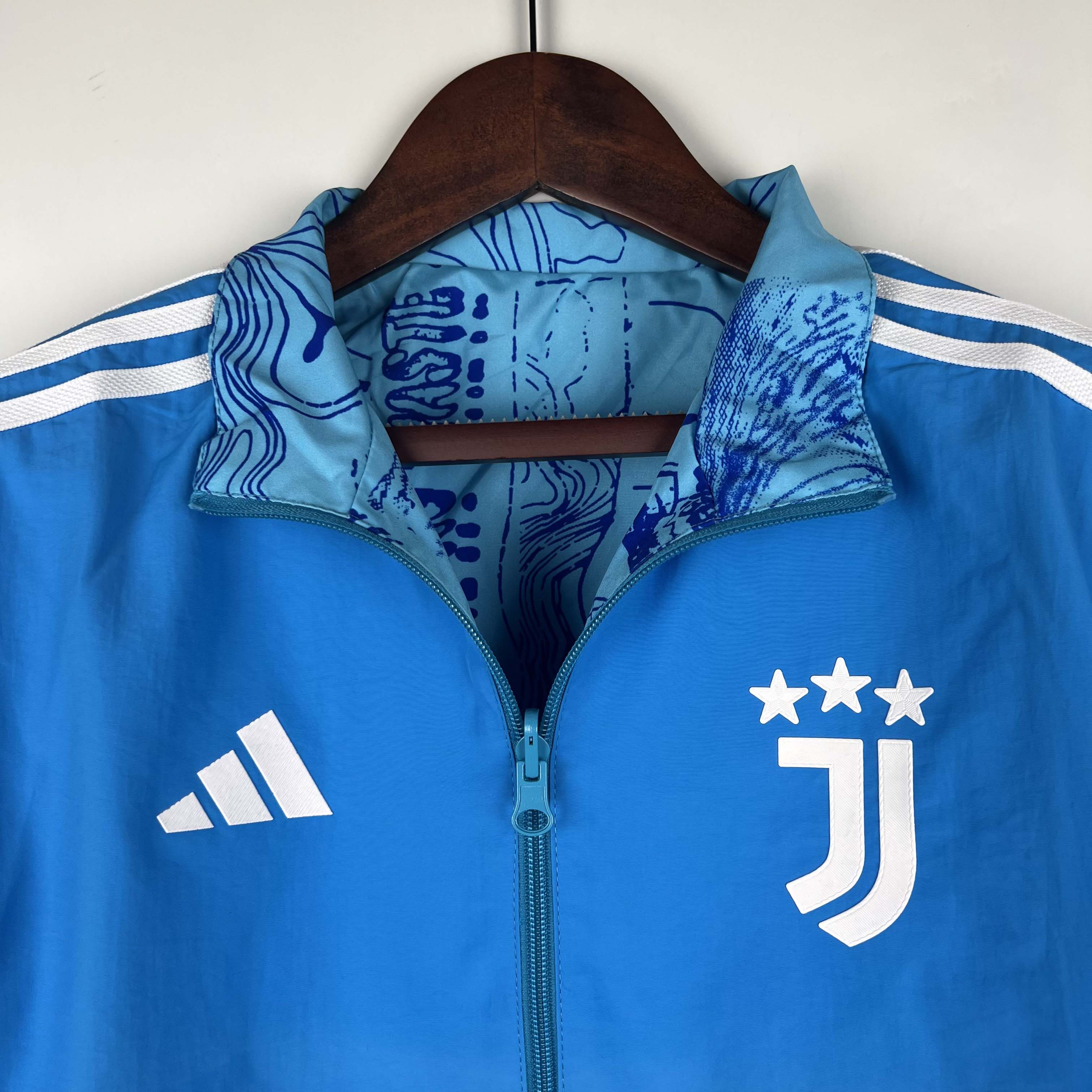 2023-2024 Juventus Reversible Windbreaker Blue Soccer Jersey 1:1 Thai Quality