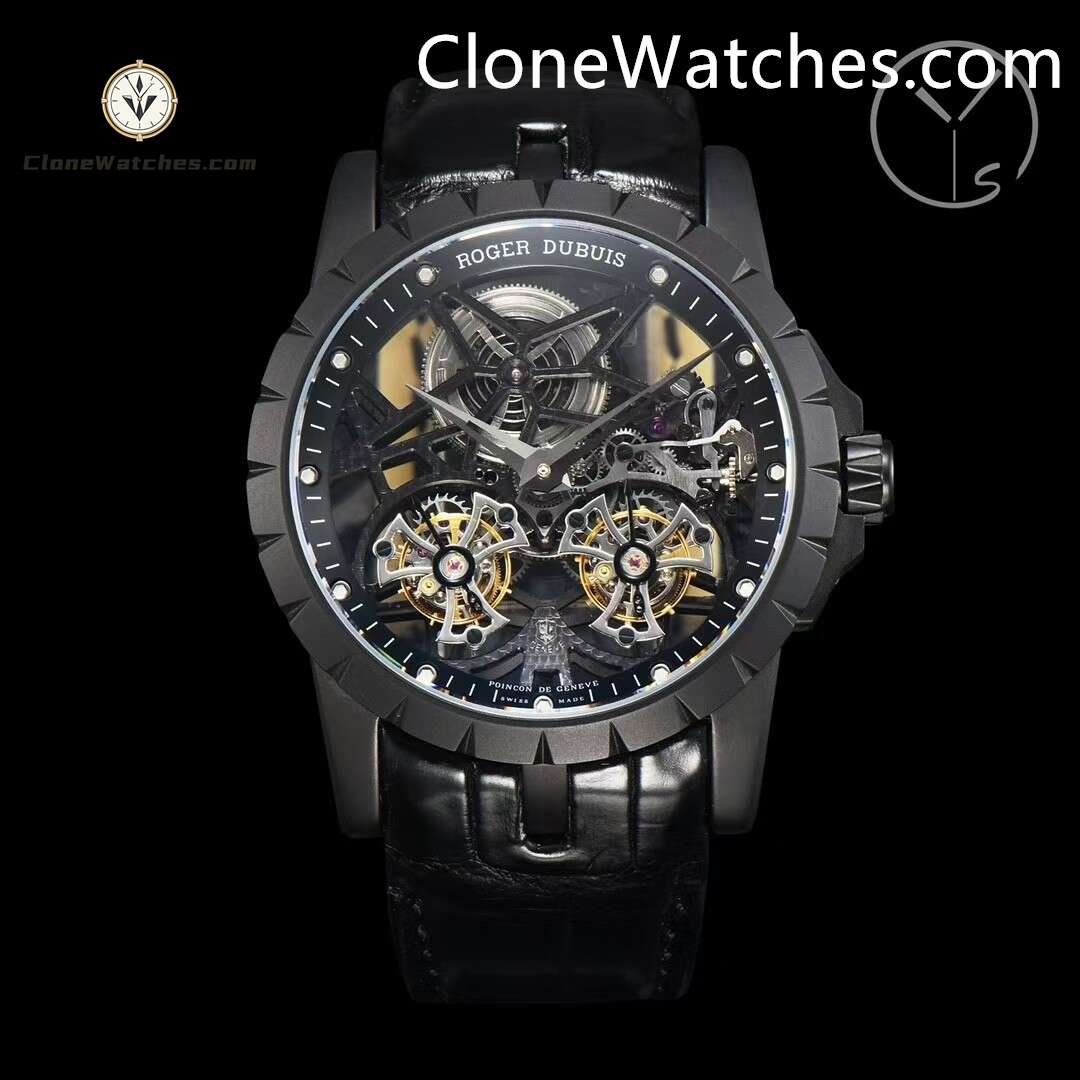 Roger Dubuis Super Clone Watches 1:1 Excalibur Skeleton Double Flying Tourbillon RDDBEX0471 45MM