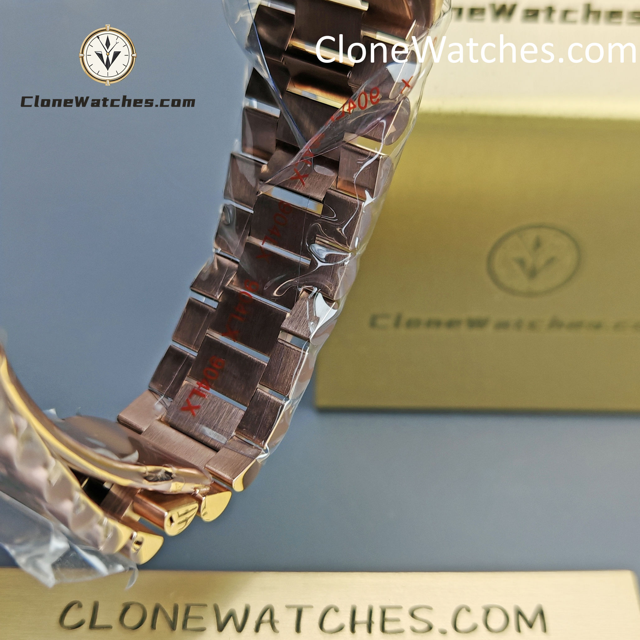 Rolex Super Clone Watches 1:1 Day Date 18K Rose Gold Black Diamond Dial 40mm m228235-0045 3255 Movement