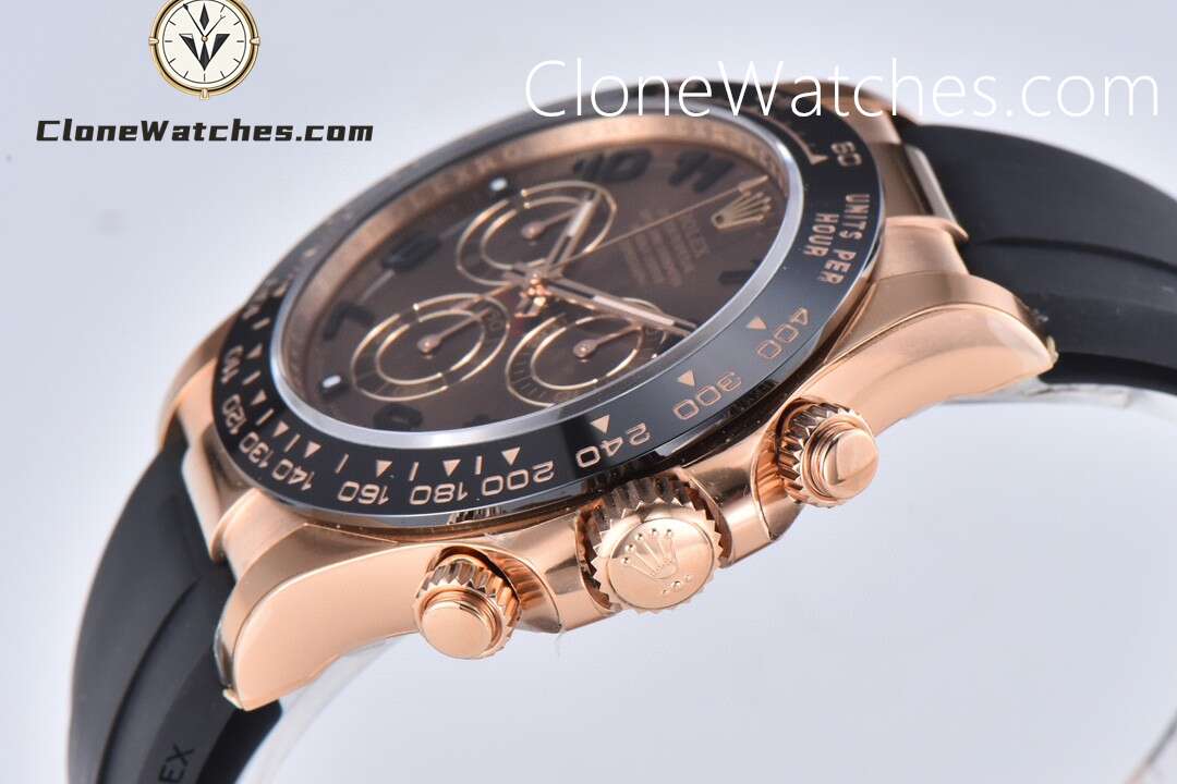 Rolex Super Clone Watches 1:1 Daytona Chocolate Dial Black M116515 Oysterflex Strap 4130 Movement