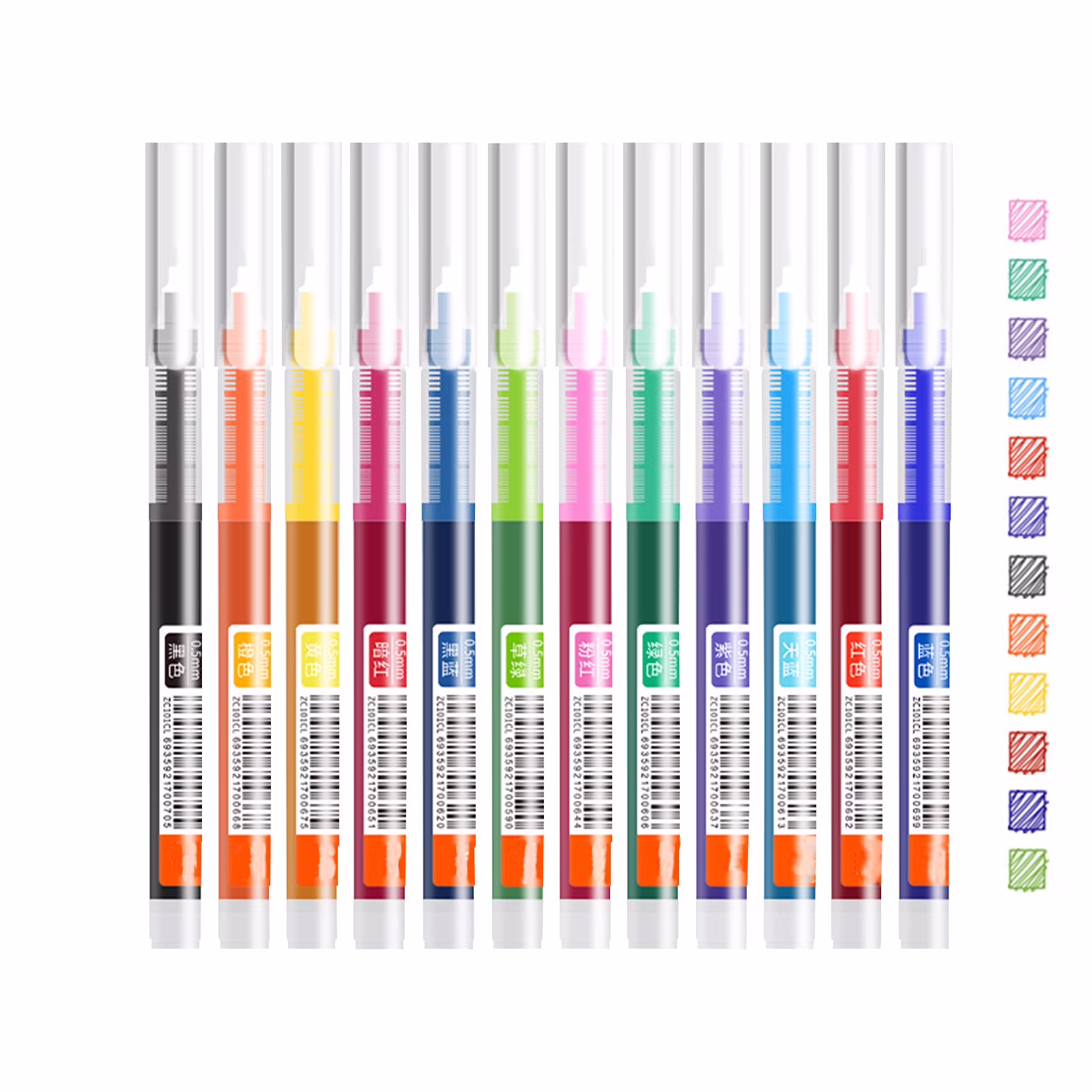 TOPRenddon 12 Pack Colored Rollerball Pens - 0.5mm Fine Point Japanese Liquid Ink Pens for Smooth Writing No Smear | Multicolor Office Supplies