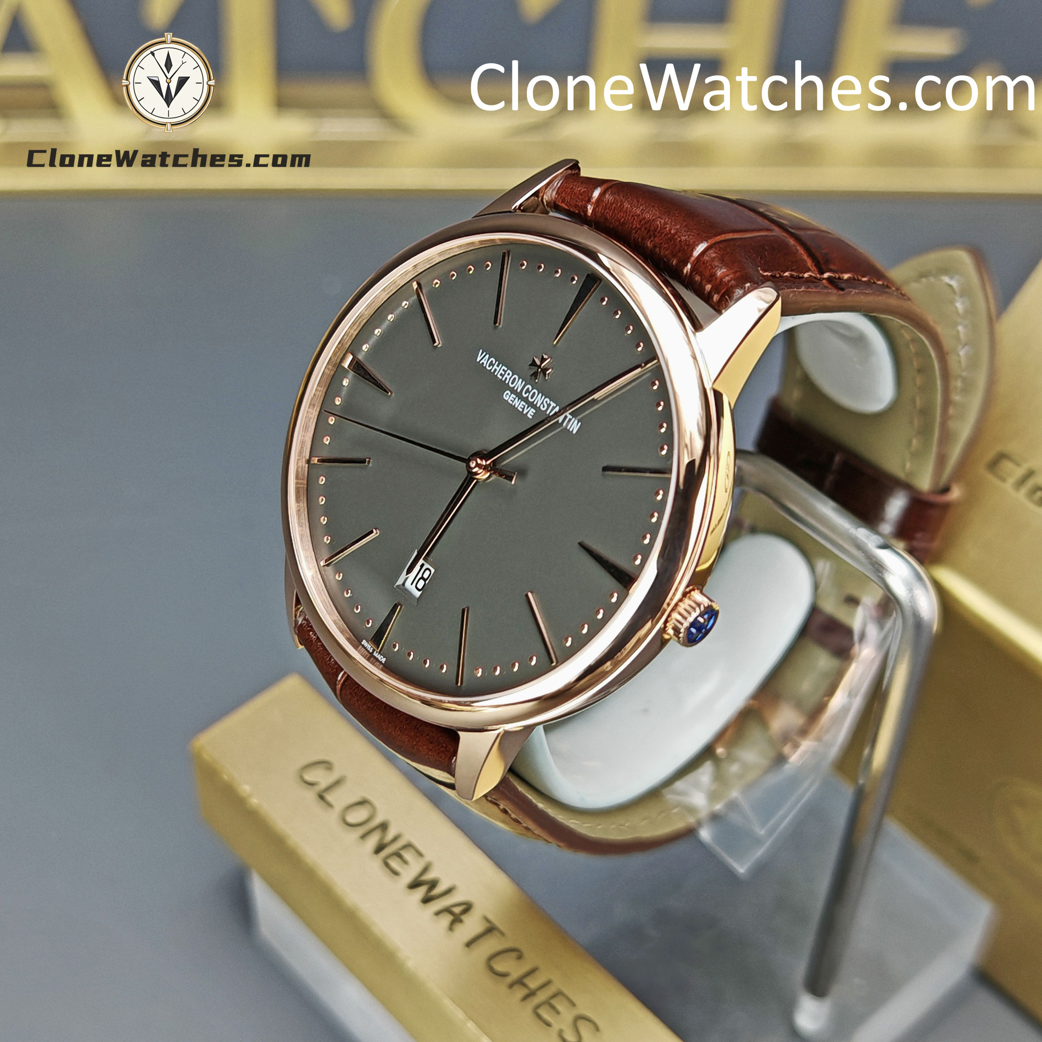 Vacheron Constantin Super Clone Watches 1:1 Patrimony Rose Gold 85180/000R-9166 Black Dial