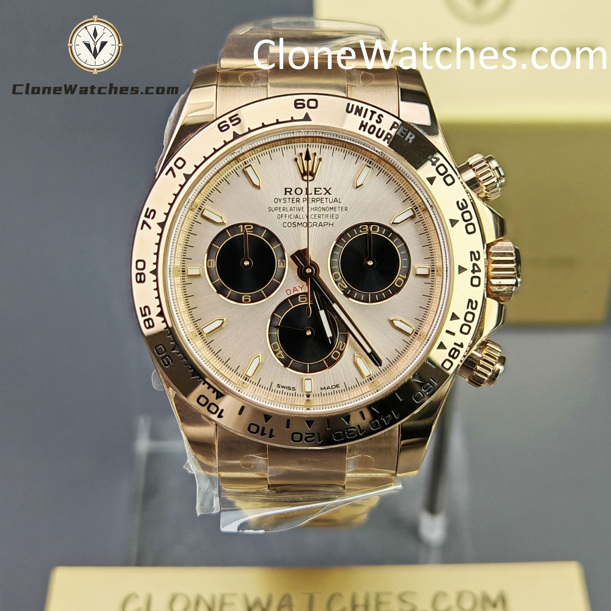 Rolex Super Clone Watches 1:1 Daytona Sundust Dial Rose Gold 126505-0003 4131 Movement