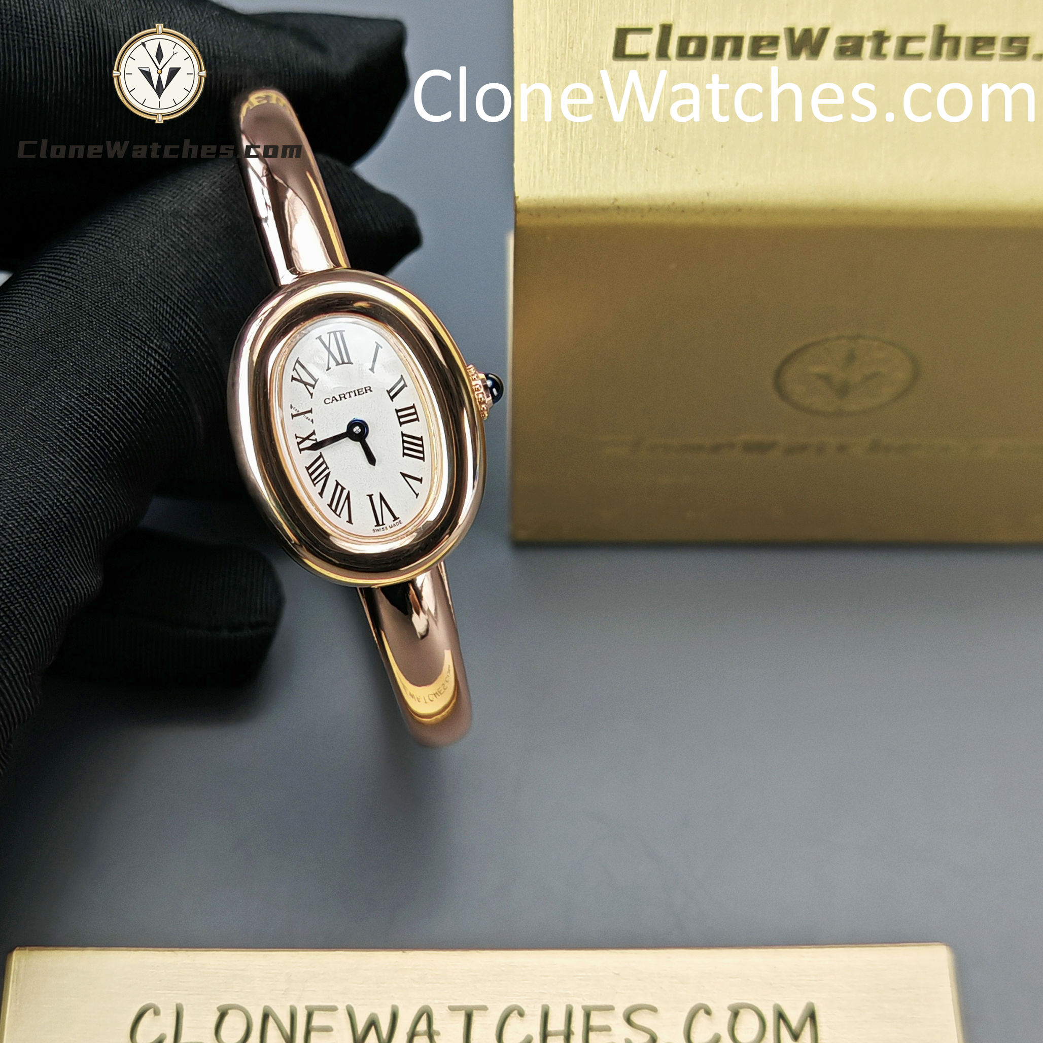 Cartier Super Clone Watches 1:1 Baignoire Rose Gold White Dial WGBA0019