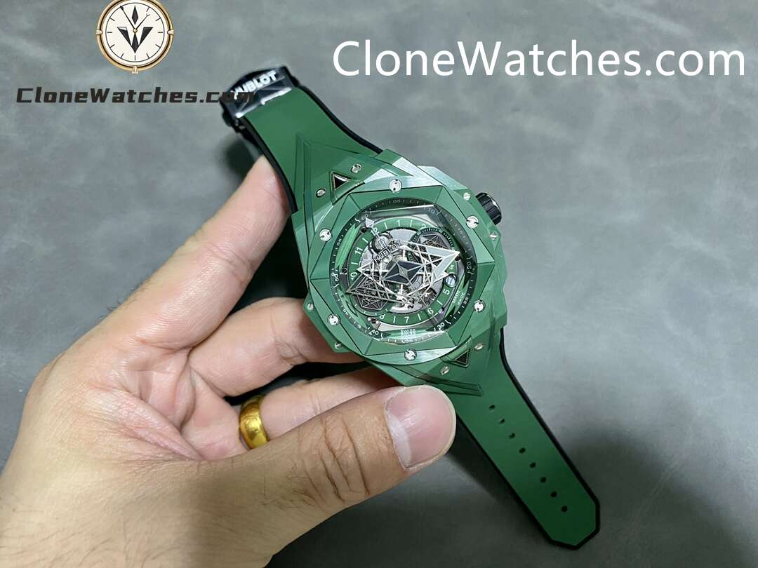 Hublot Super Clone Watches 1:1 Big Bang Unico Sang Bleu II GREEN CERAMIC 45MM 418.GX.5207.RX.MXM22