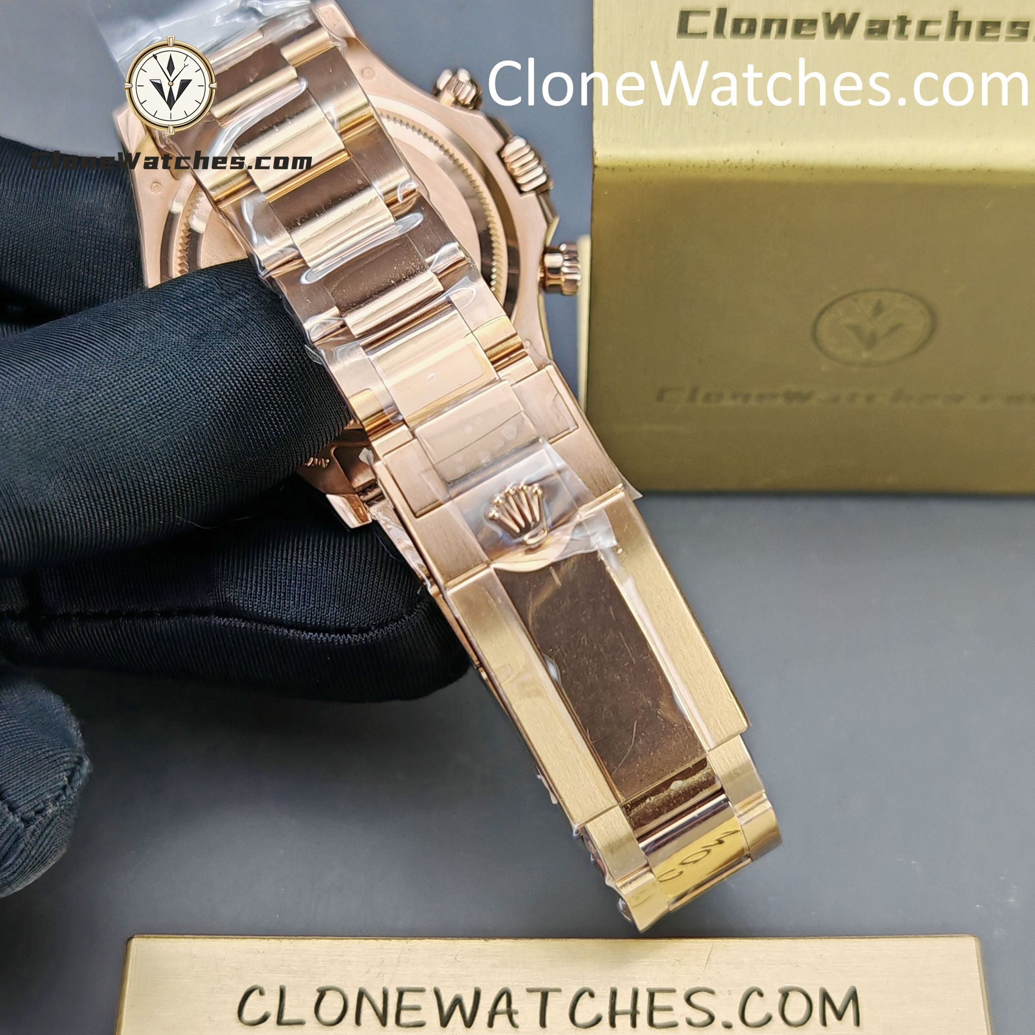 Rolex Super Clone Watches 1:1 Daytona 18K Rose Gold Black Dial m126505-0001 4131 Movement