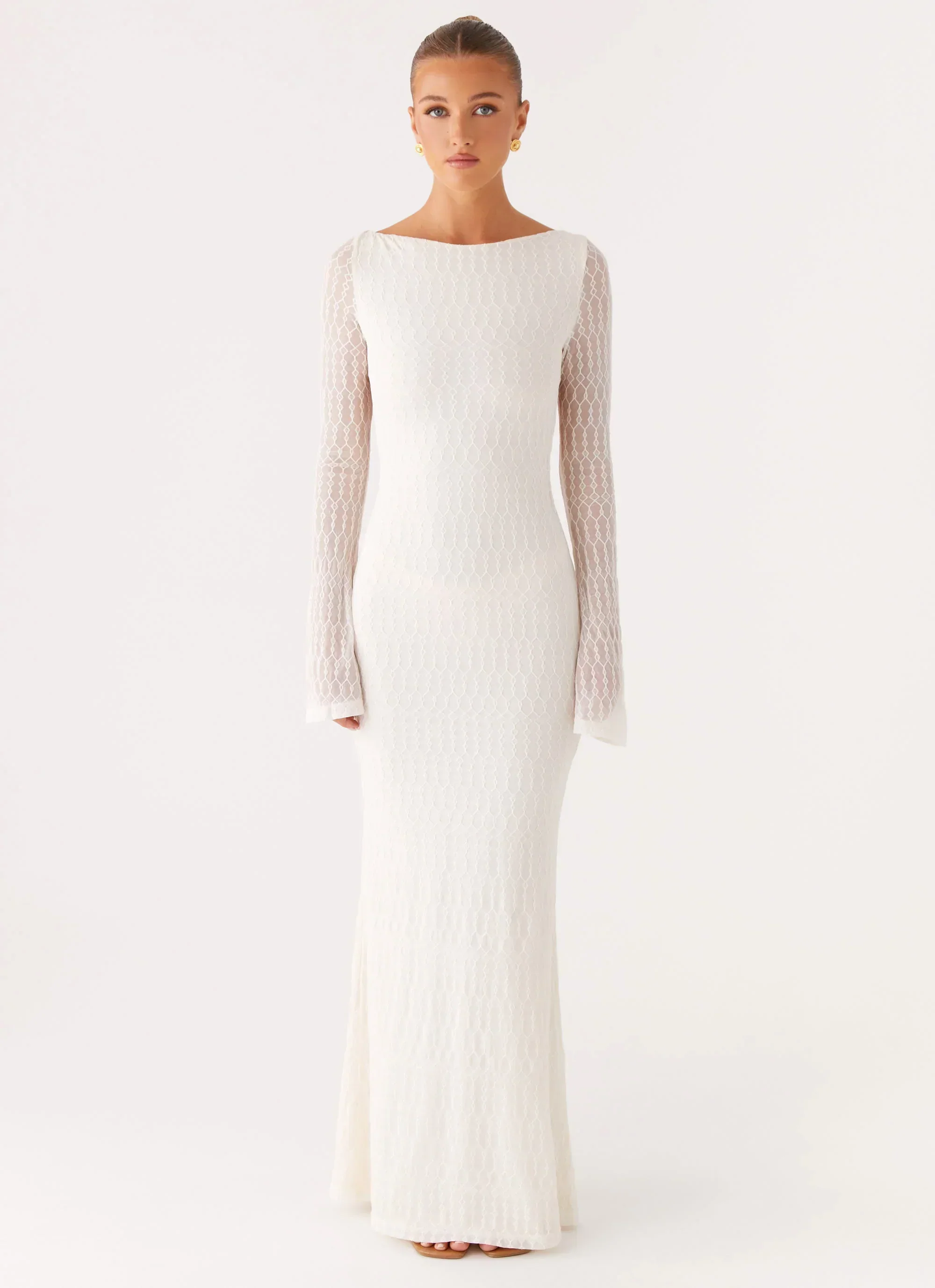 Ethereal Long Sleeve Maxi Dress - Ivory