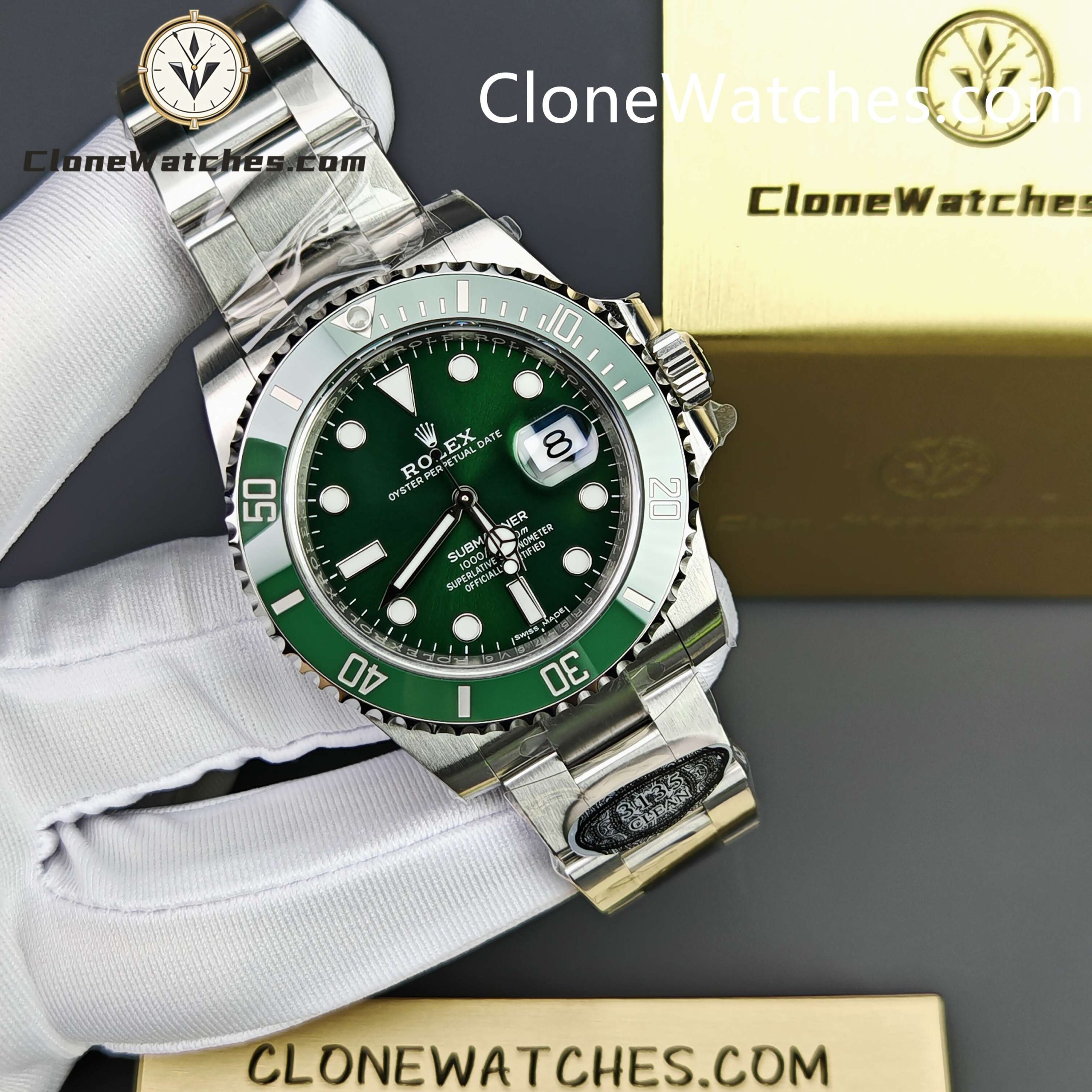 Rolex Super Clone Watches 1:1 Hulk Submariner 116610LV 3135 Movement