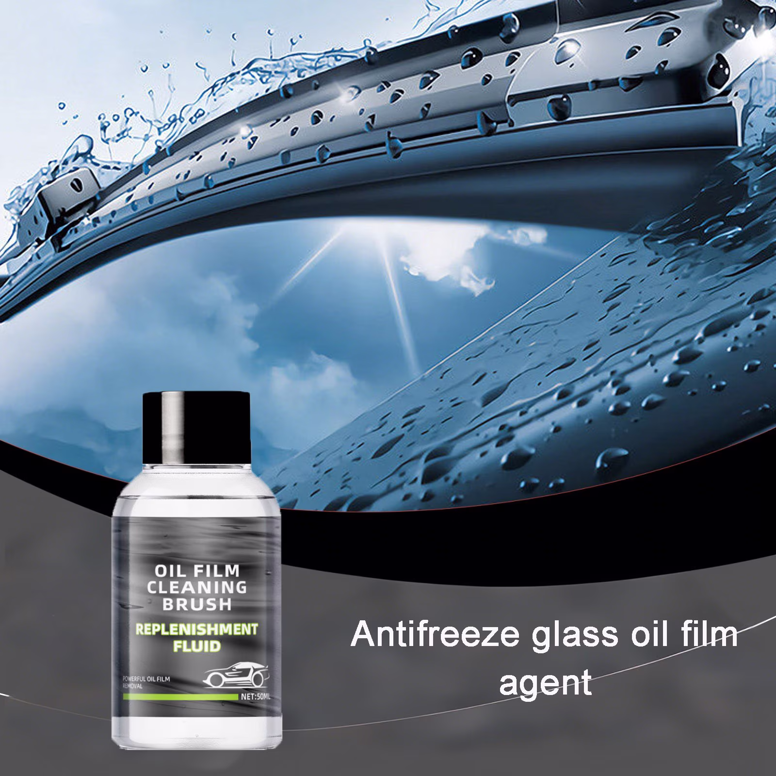 Fzsteel Automotive Antifreeze Glass Oil Film Supplement Fluid 50ml - Windshield Treatment for Clear Vision & Safe Driving