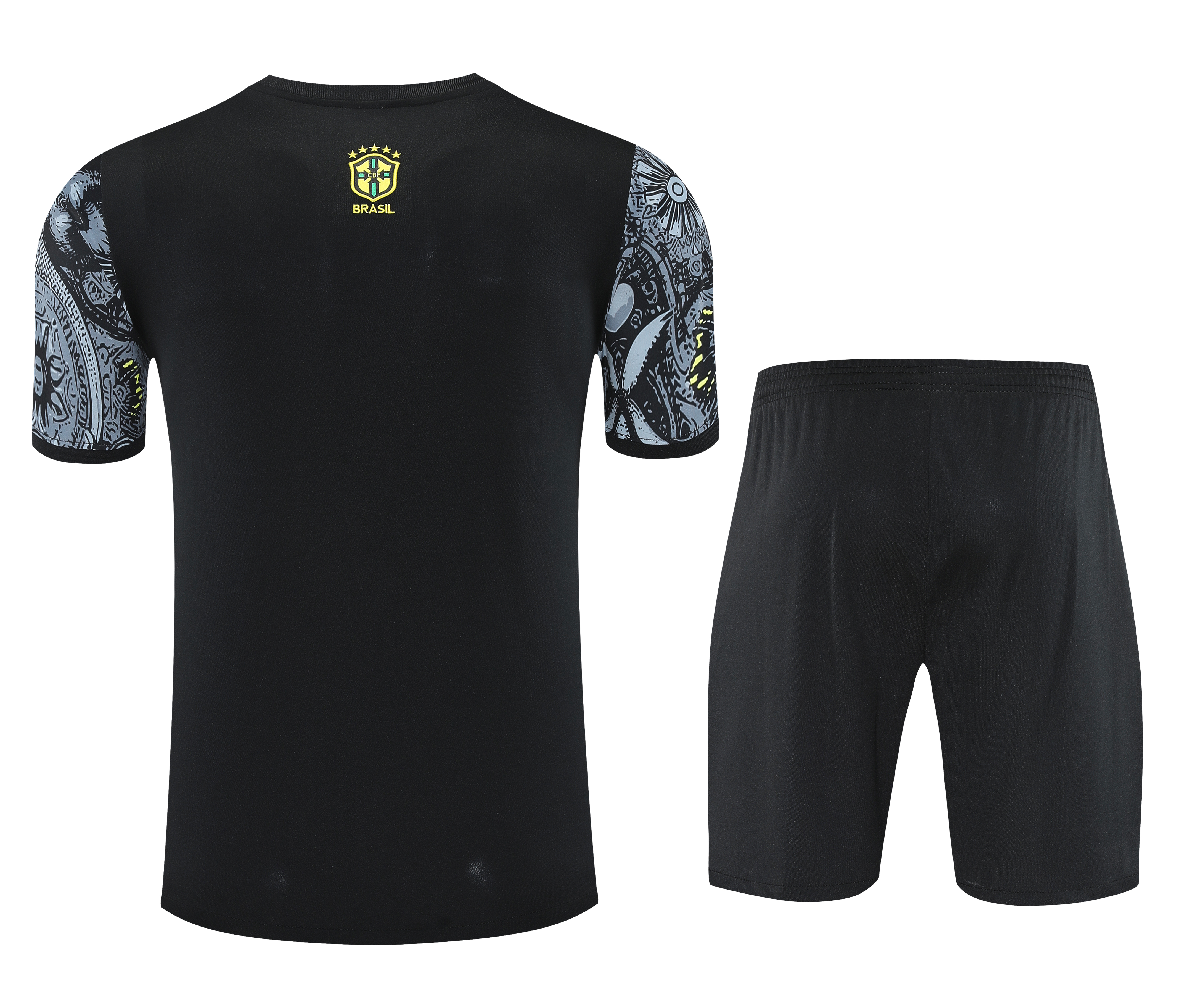2025-26 Brazil short-sleeved training suit black Jersey - Adult Set
